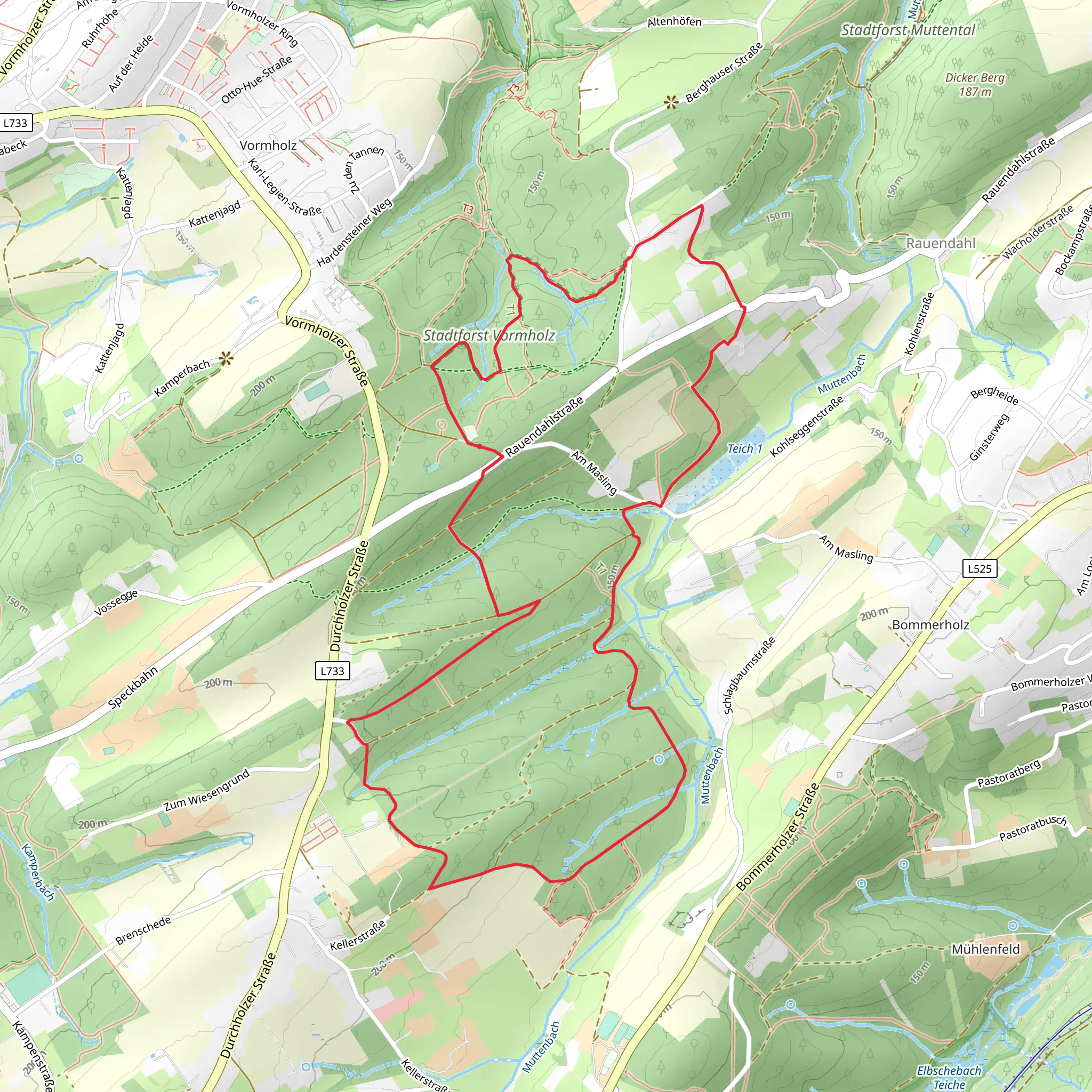 Stadtforst Vormholz and Neue Welt Loop mobile static map