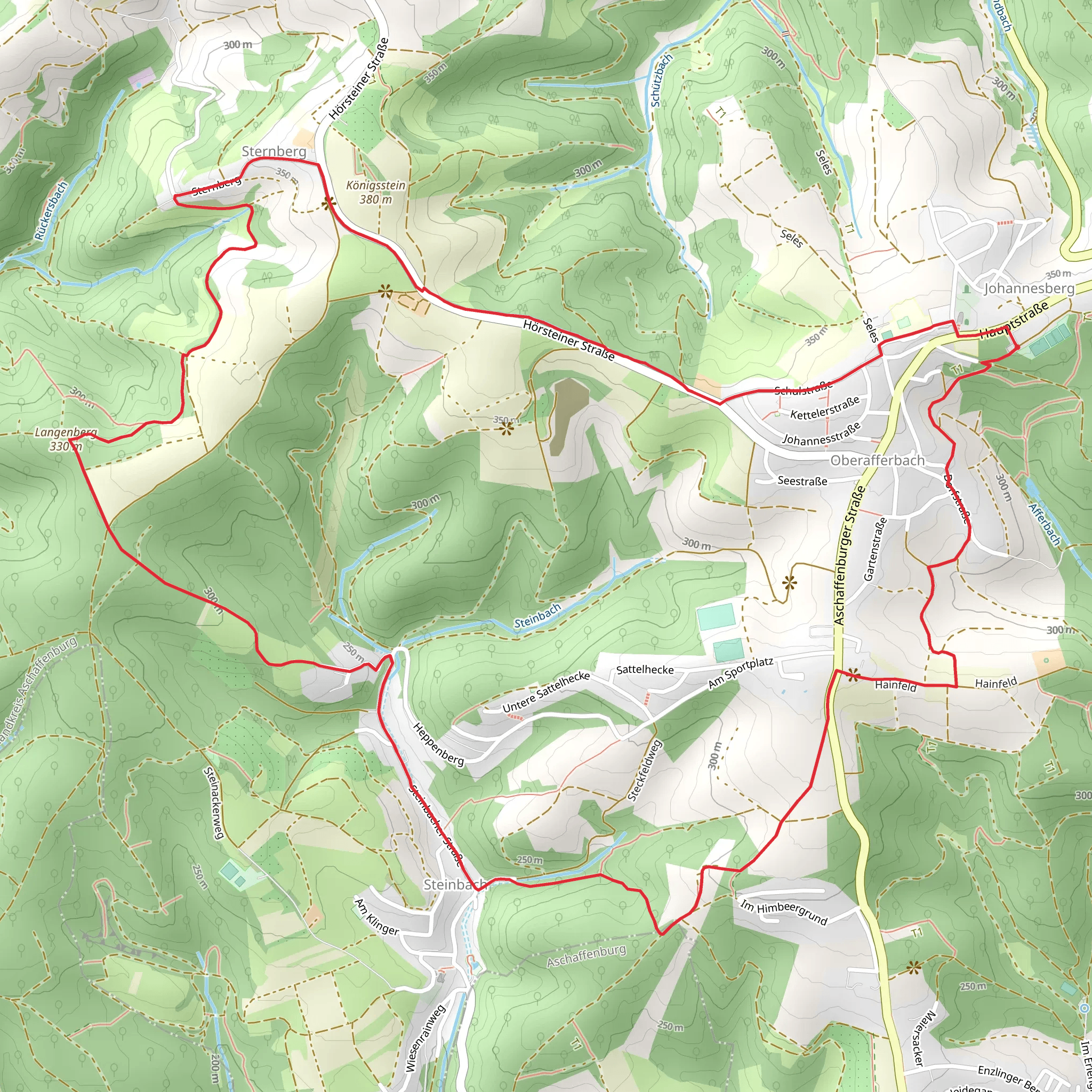 Langenberg via Fraenkischer Marienweg and Kulturweg Kleinostheim mobile static map