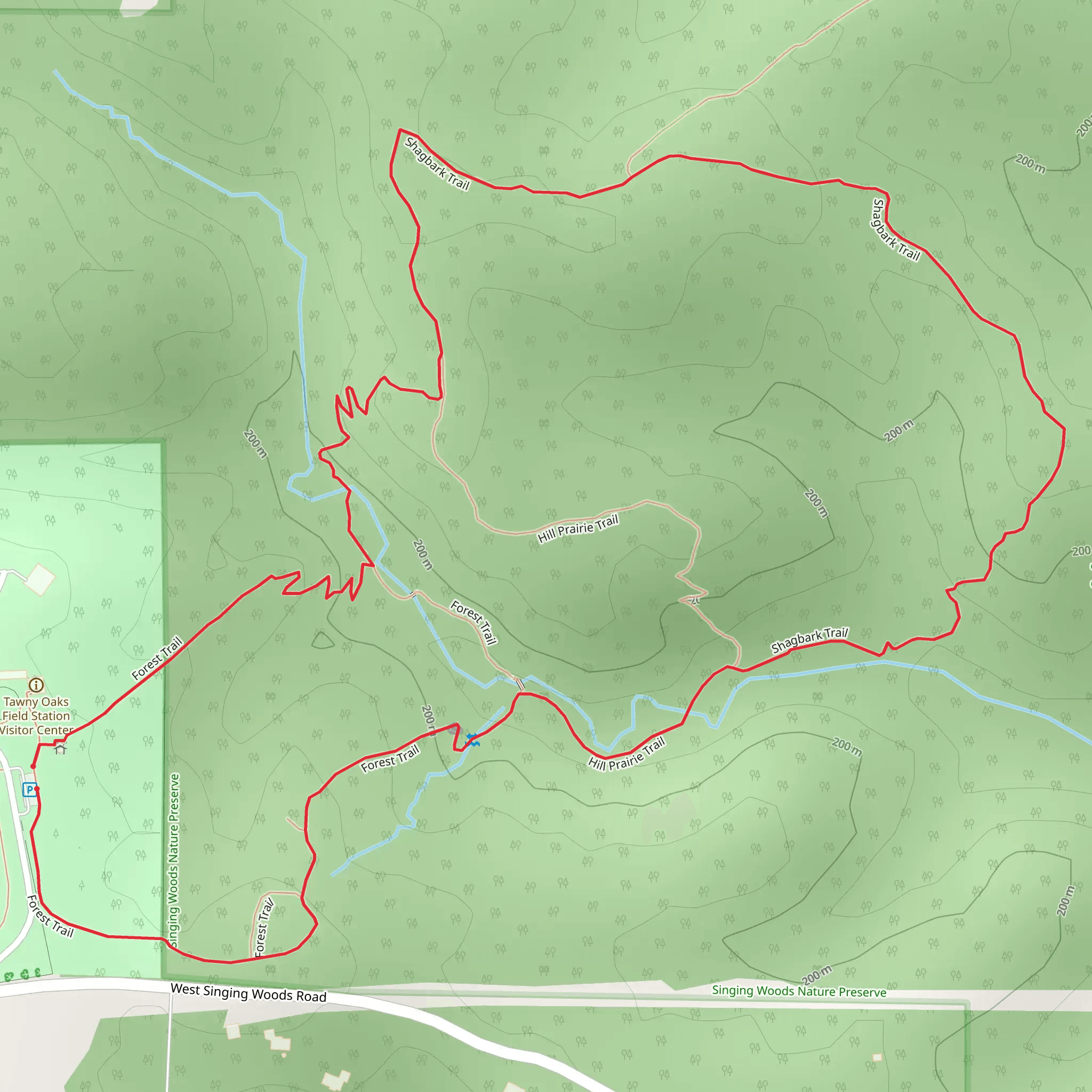 Forest, Hill Prairie and Shagbark Loop Trail mobile static map