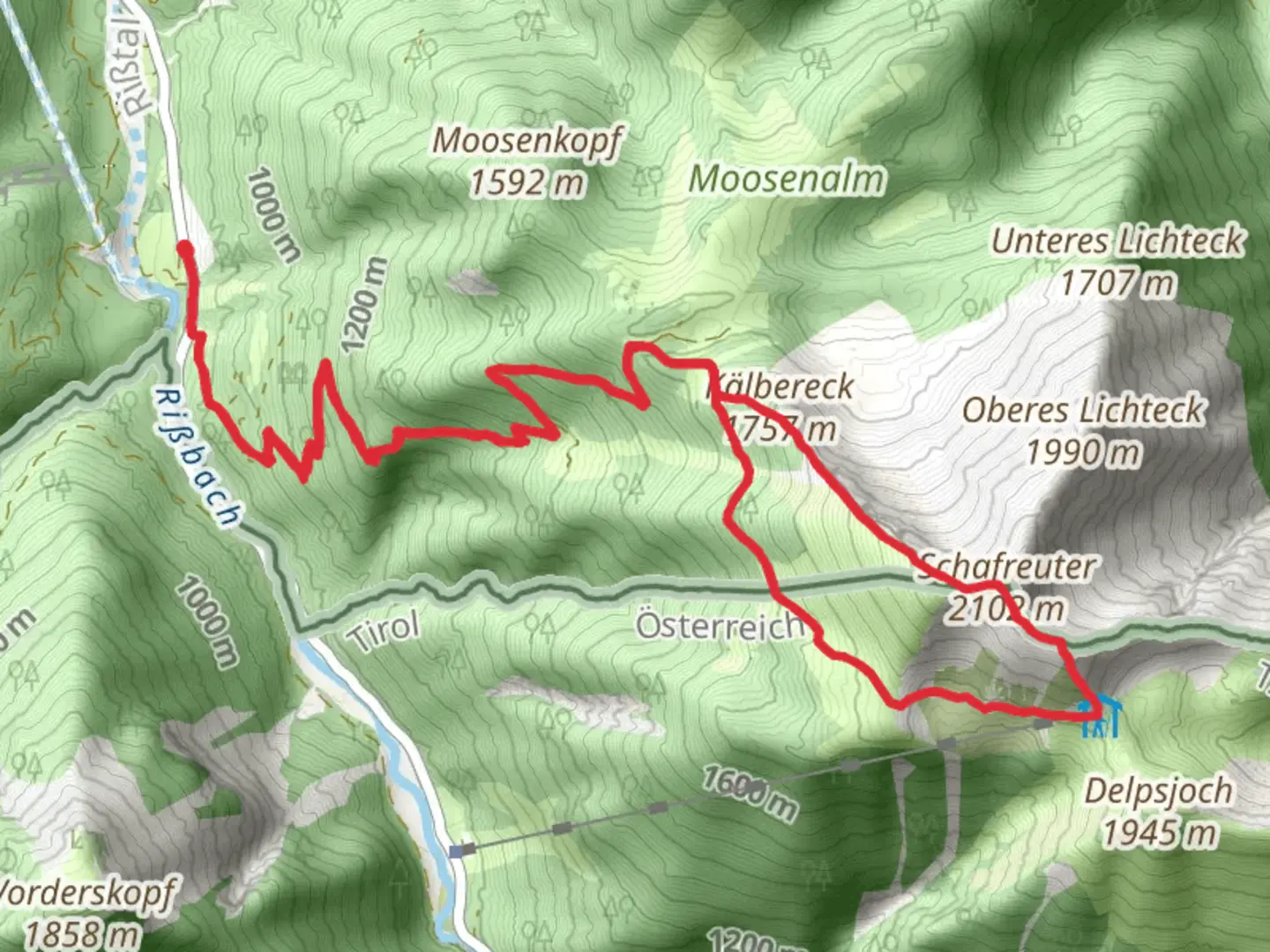 An image depicting the trail Tolzer Hutte Loop via Schafreuter and its surrounding area.
