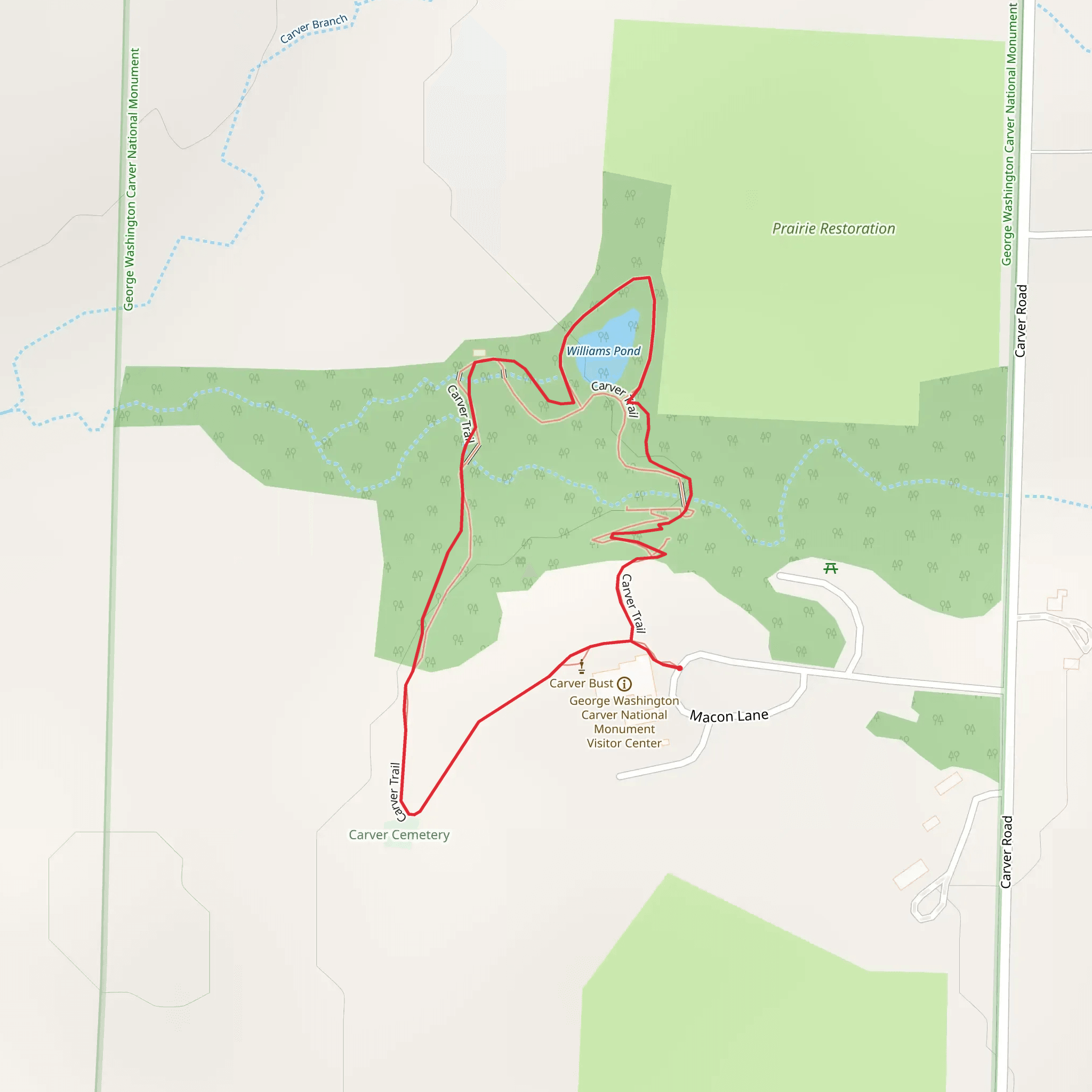 Carver Trail and Williams Pond Loop mobile static map