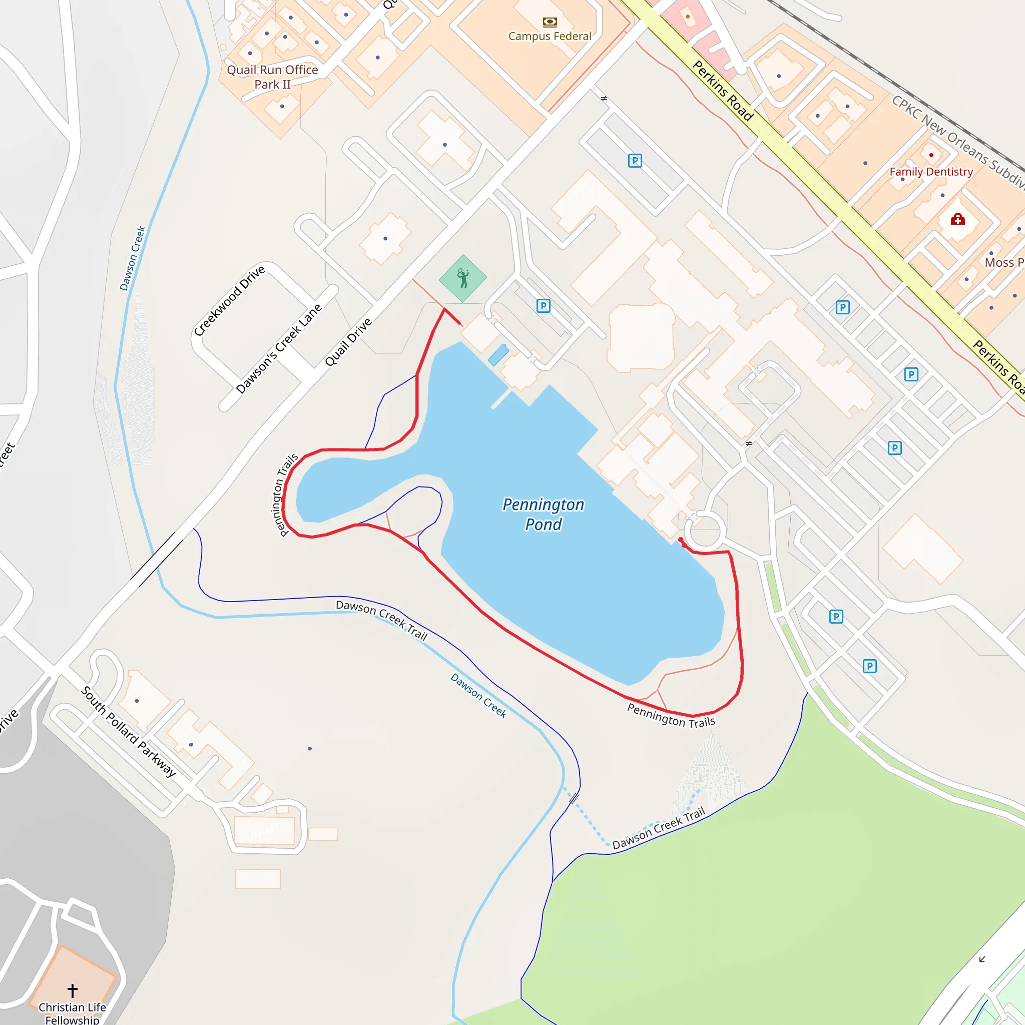 Pennington Pond Trail mobile static map