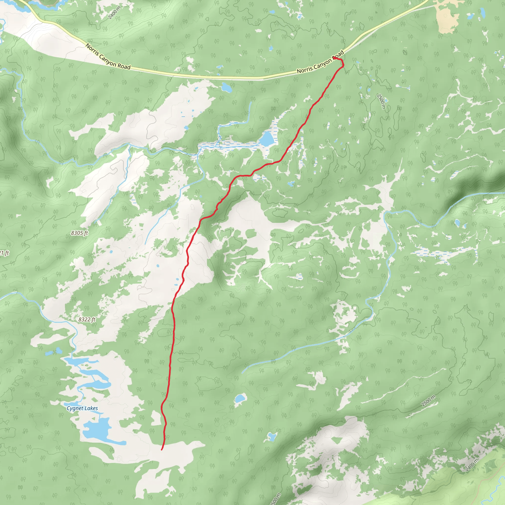 Cygnet Lakes Trail mobile static map