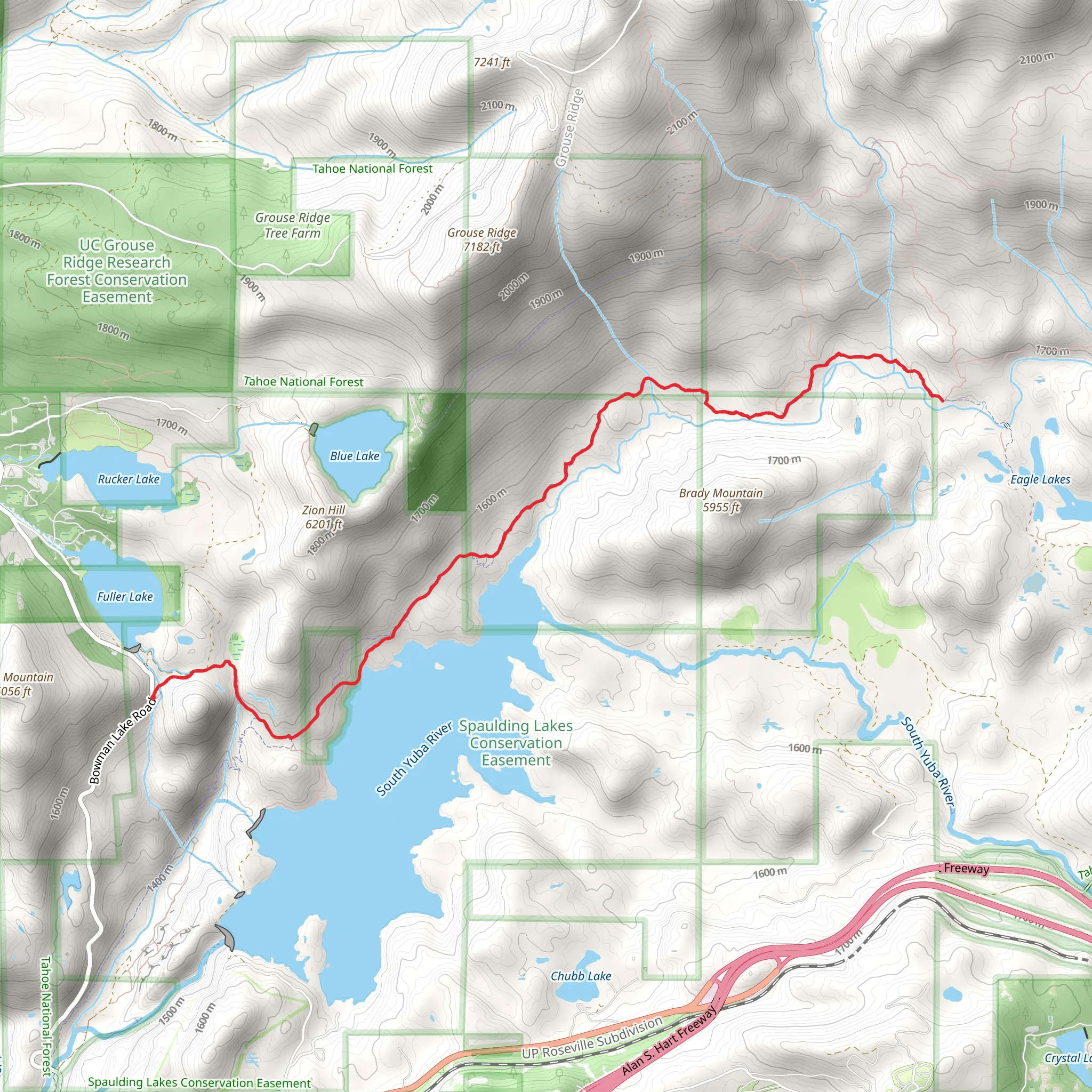 Spaulding Lake via Fuller Lake Trail mobile static map