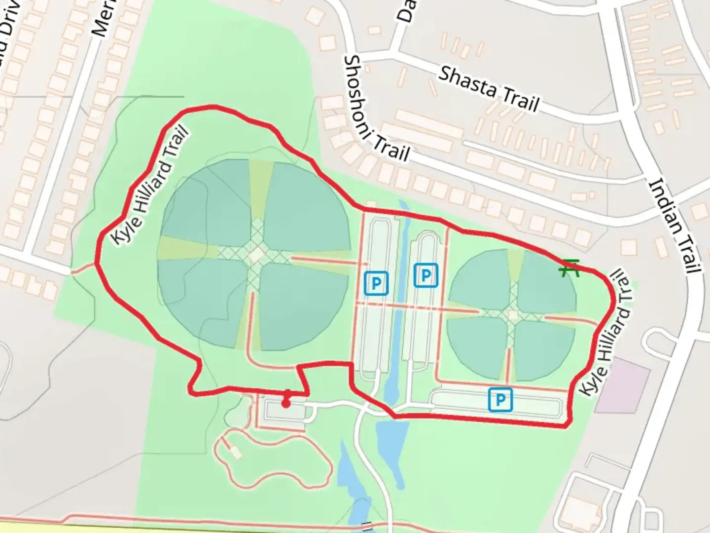 An image depicting the trail Kyle Hilliard Loop Trail and its surrounding area.