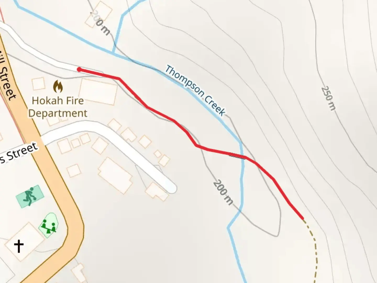 An image depicting the trail Thompson Creek and its surrounding area.