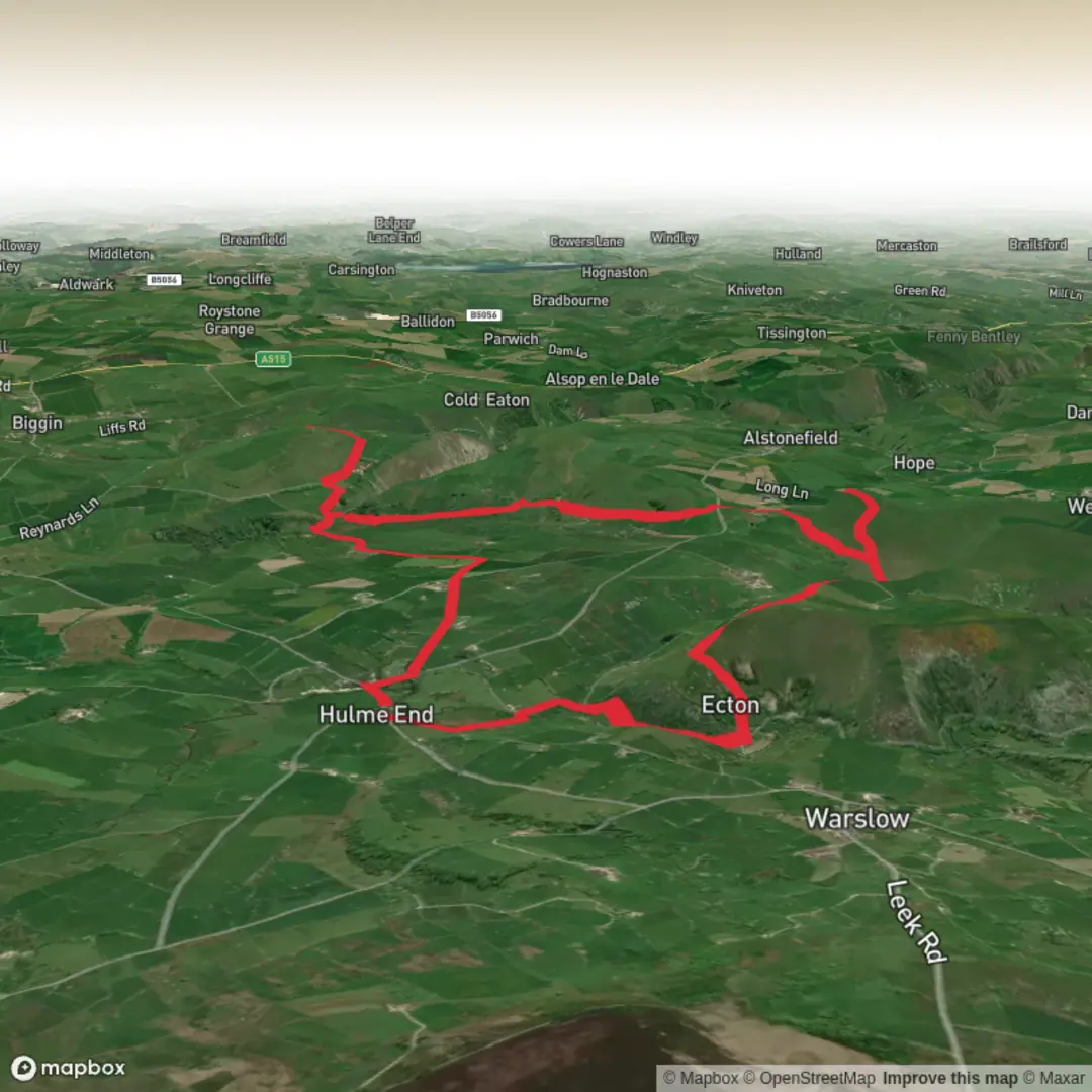 An image depicting the trail Hike from Hulme End and its surrounding area.