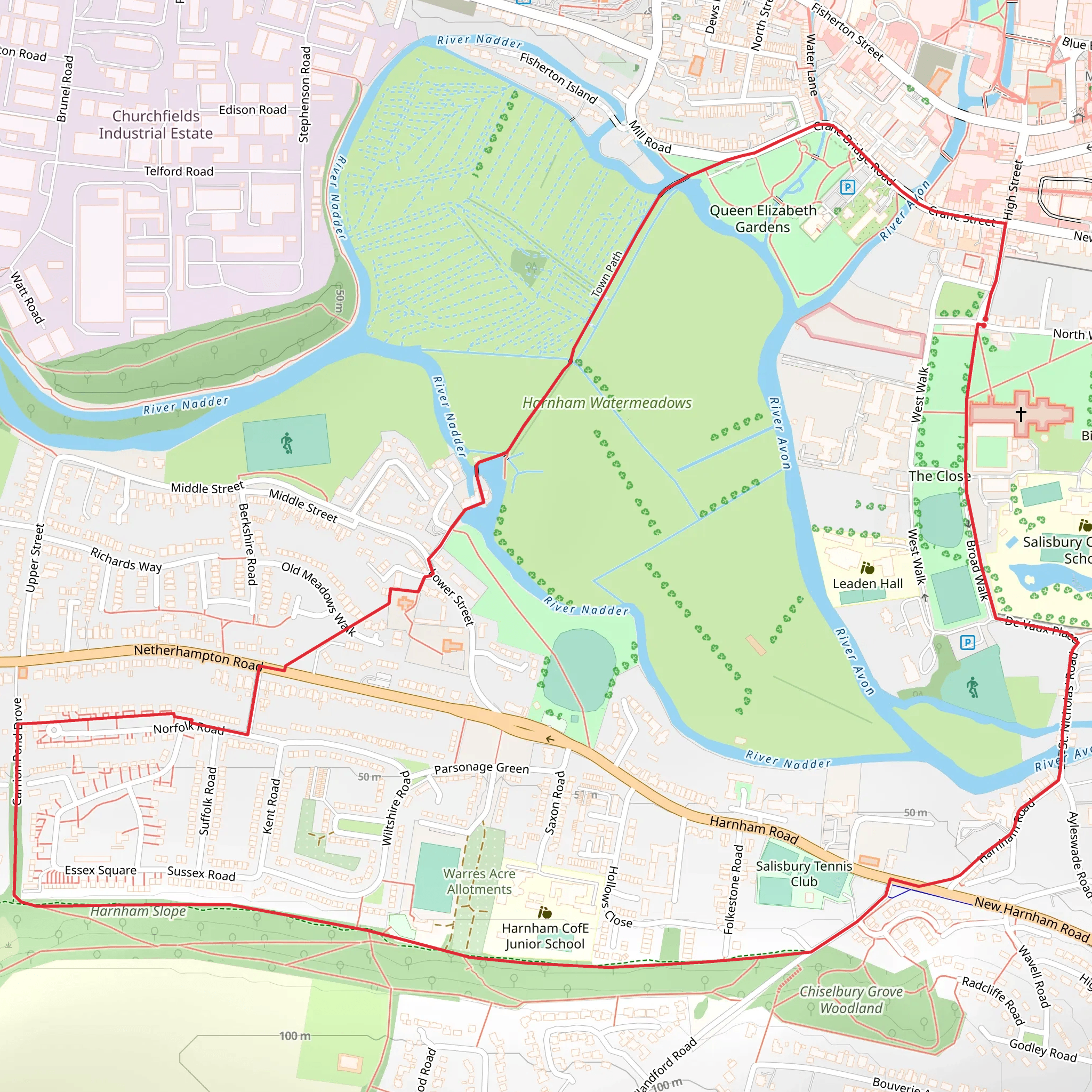 Salisbury Circular Walk mobile static map