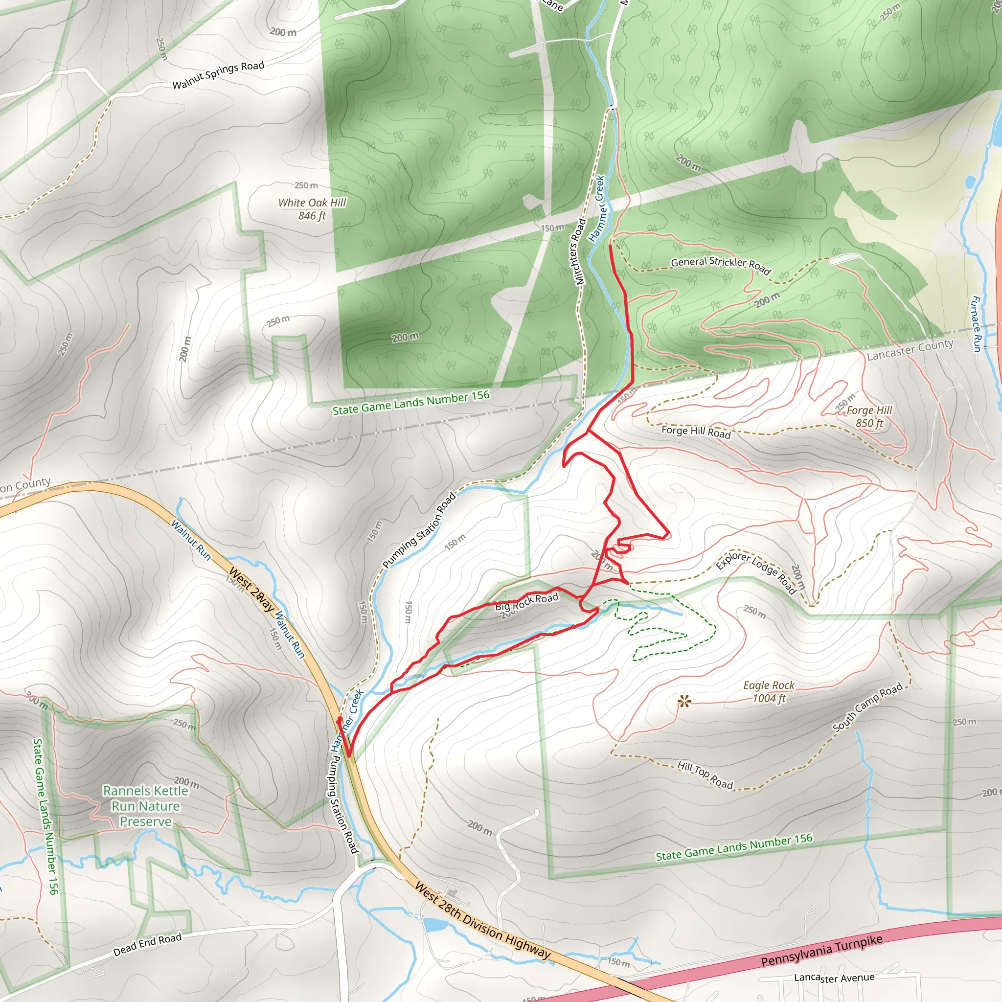Hammer Creek and Explorer Lodge Trail mobile static map