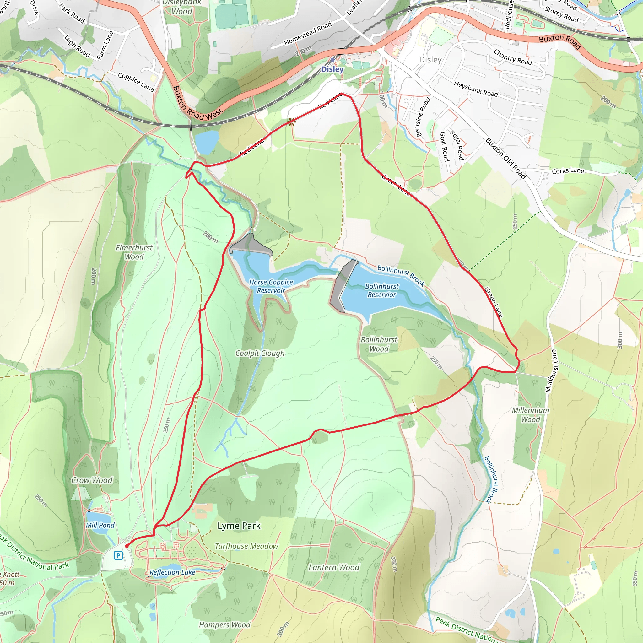 The Disley Lanes from Lyme Park mobile static map