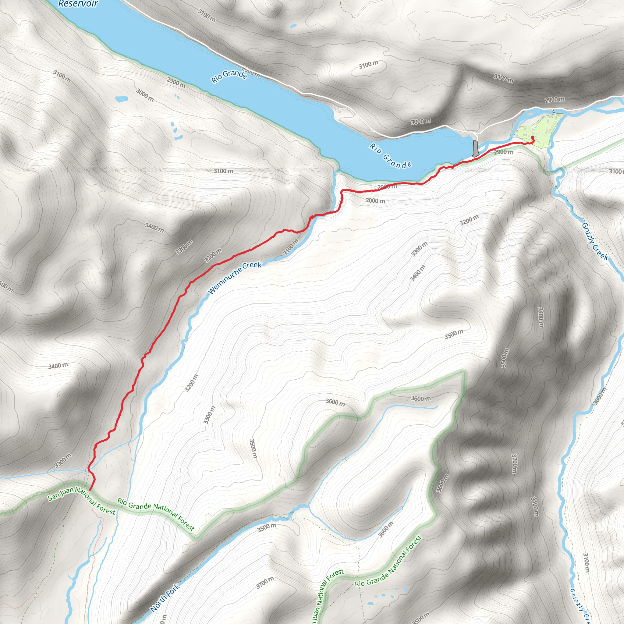 Weminuche Trail mobile static map