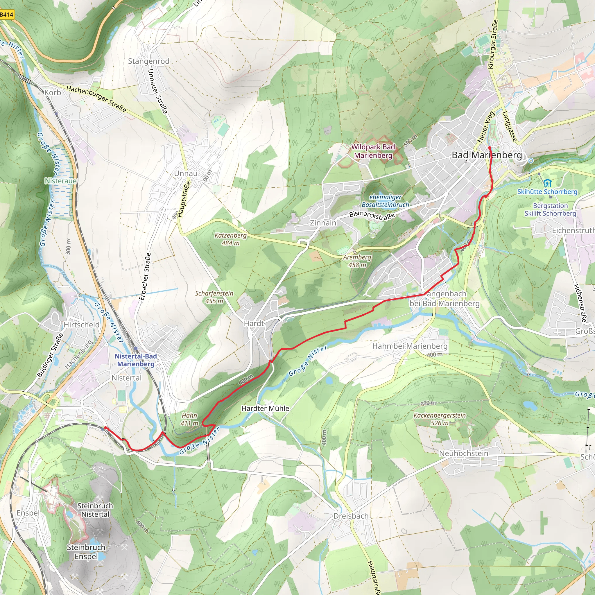 Büdingen to Bad Marienberg Walk mobile static map