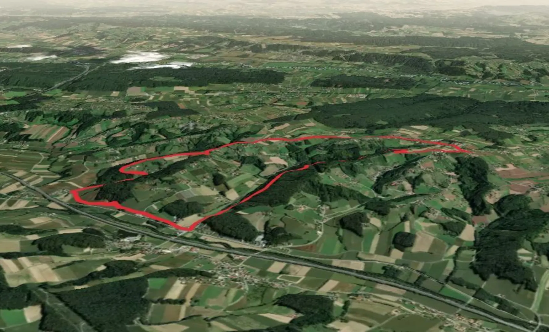 An image depicting the trail M2 Buchenberg-Weg and its surrounding area.