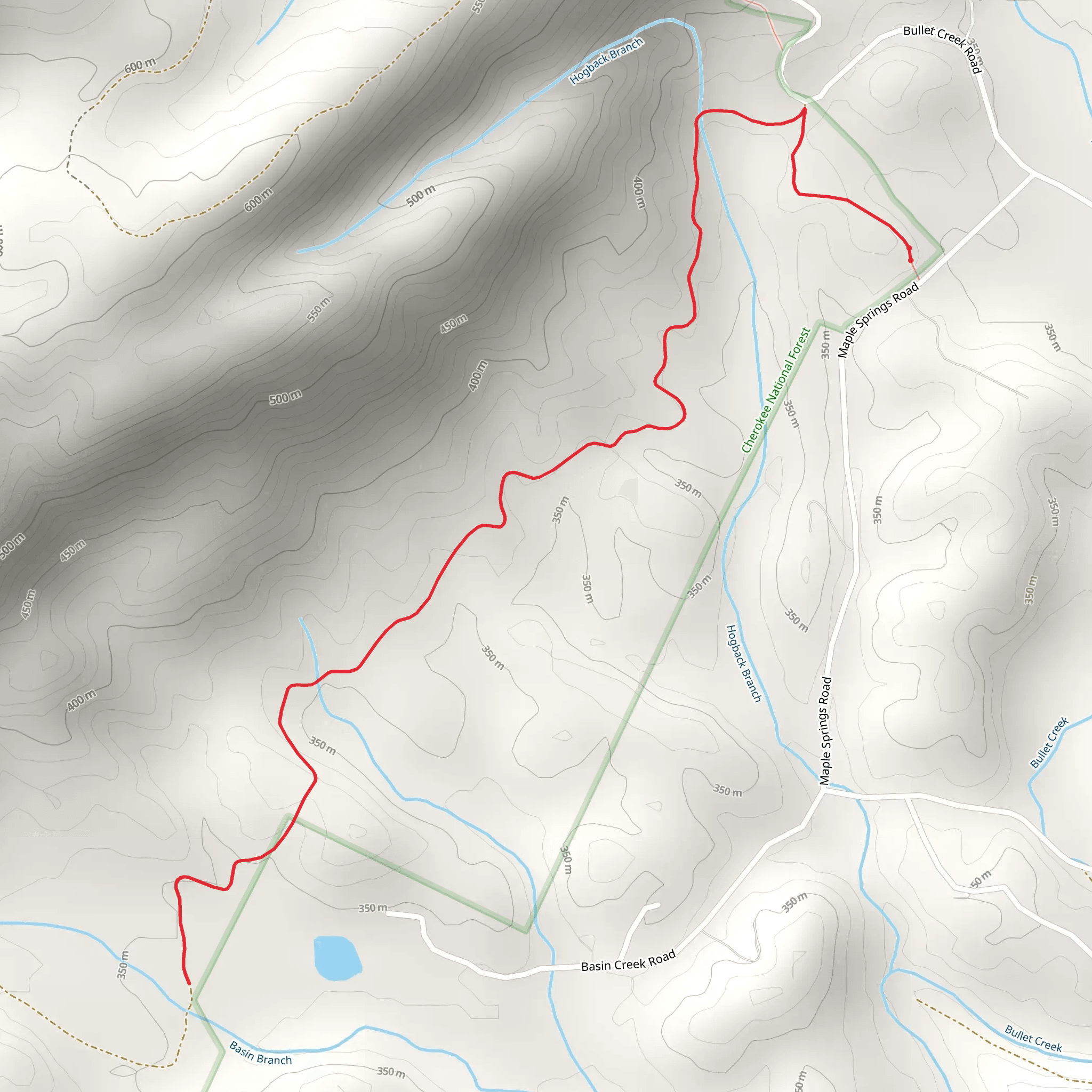 Hogback Branch Out and Back mobile static map