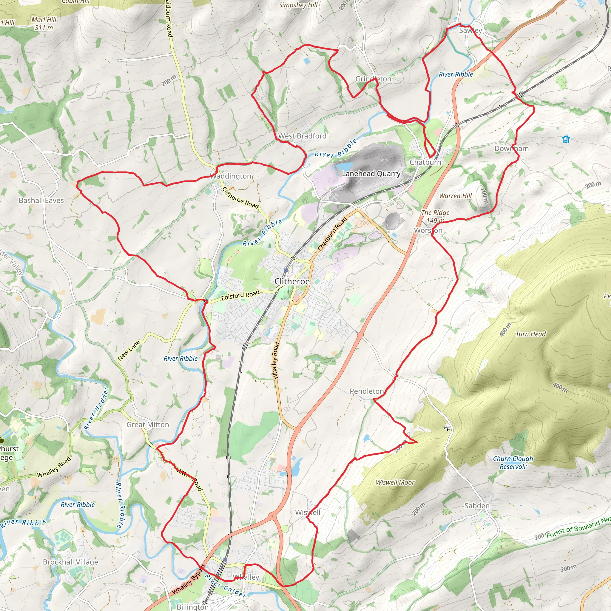 Ribble Valley Villages Loop mobile static map