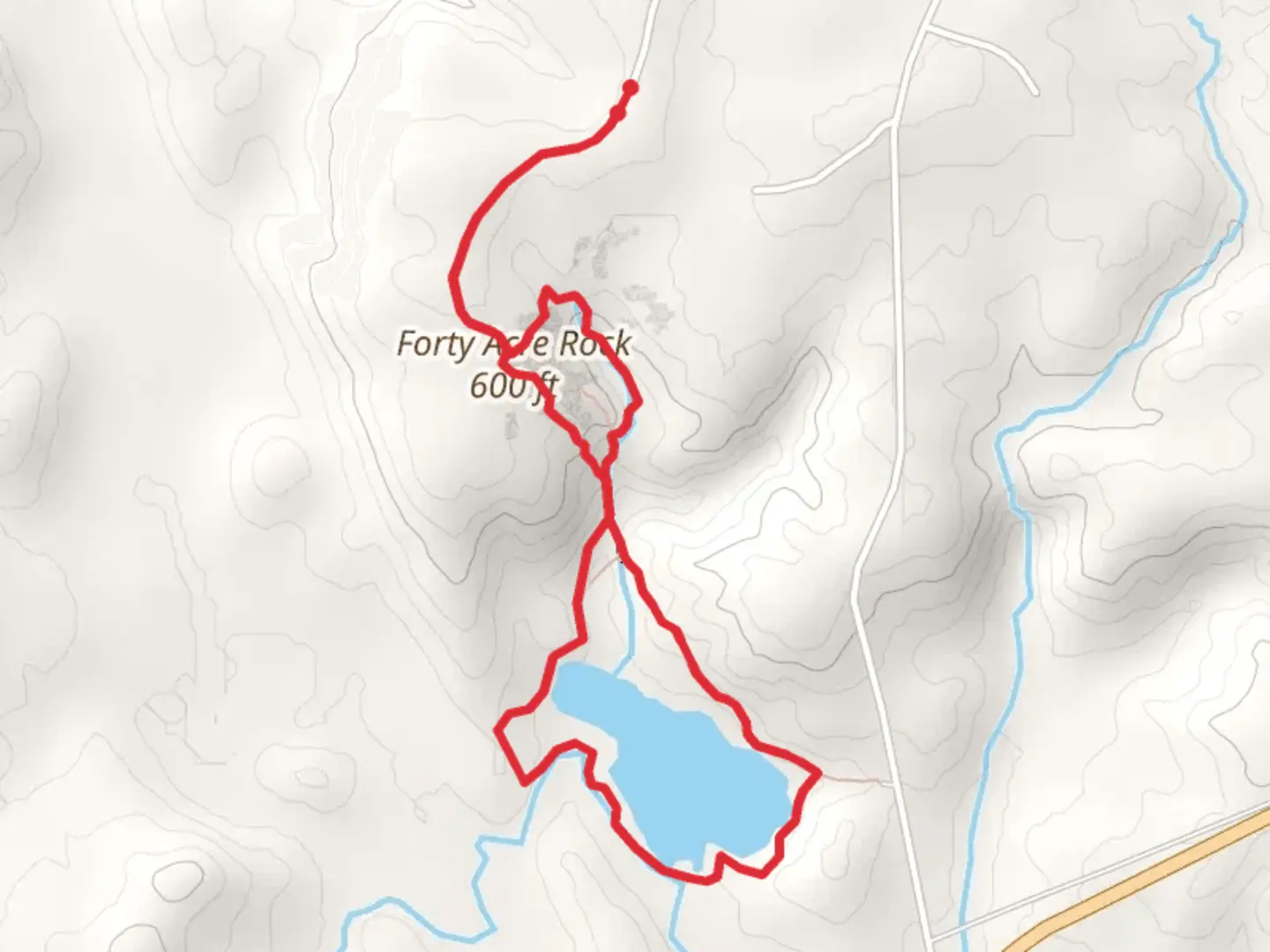An image depicting the trail Forty Acre Rock and Flat Creek Loop and its surrounding area.