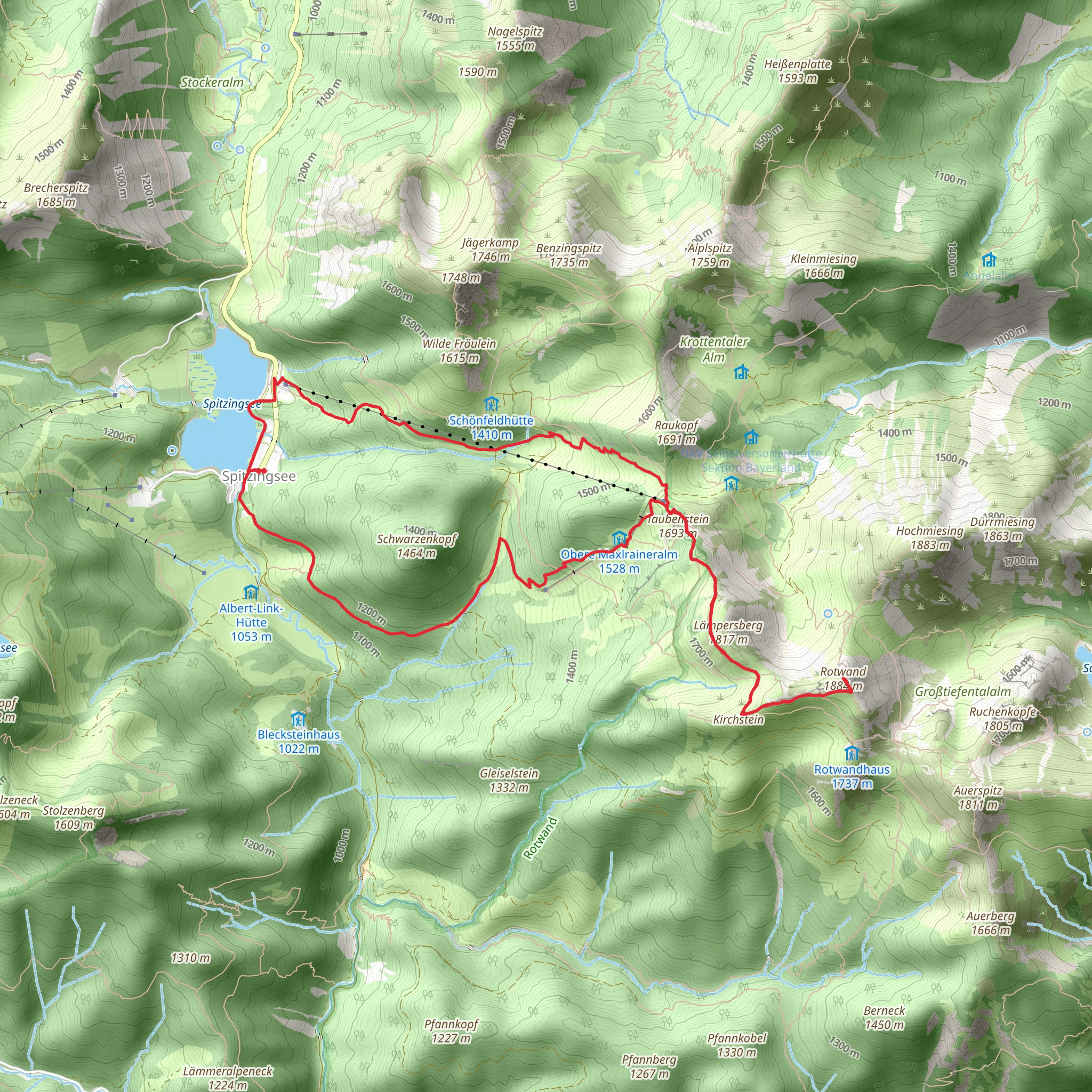 Rotwand via Wanderweg Spitzingsee mobile static map