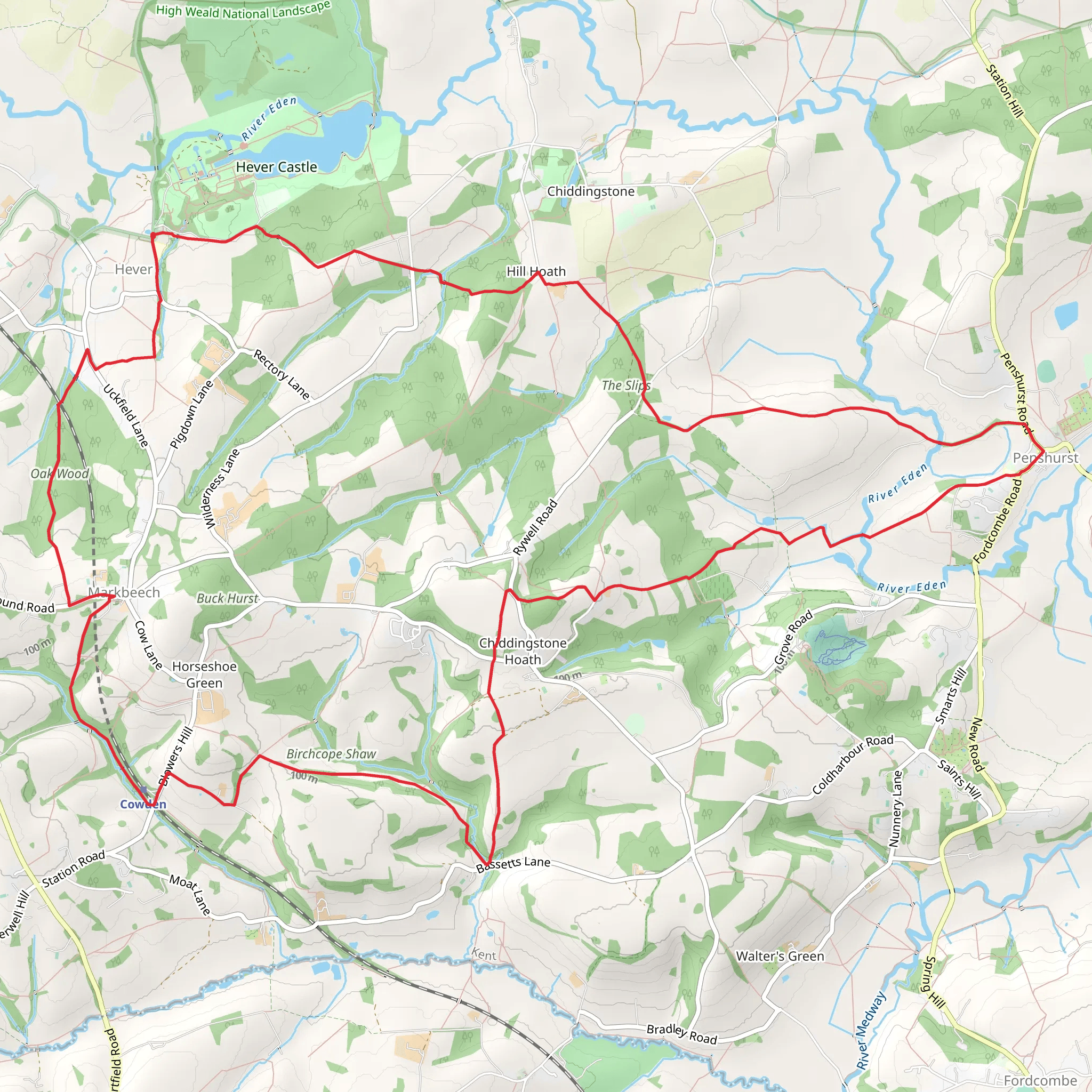 Hever, Penhurst and Markbeech Loop mobile static map