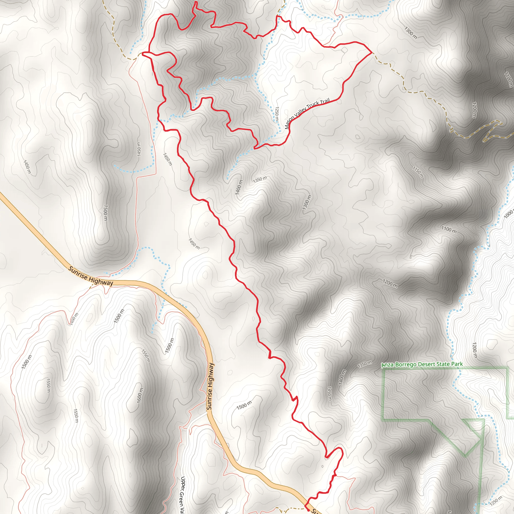 Pacific Crest and Mason Valley Loop Trail mobile static map