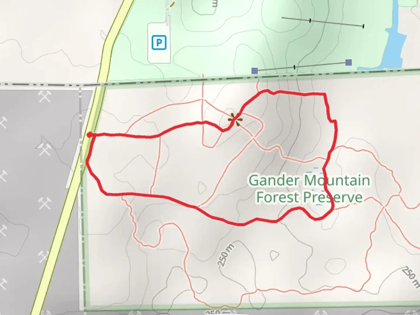 An image depicting the trail Gander Mountain Gander Mountain Forest Preserve Loop Trail and its surrounding area.