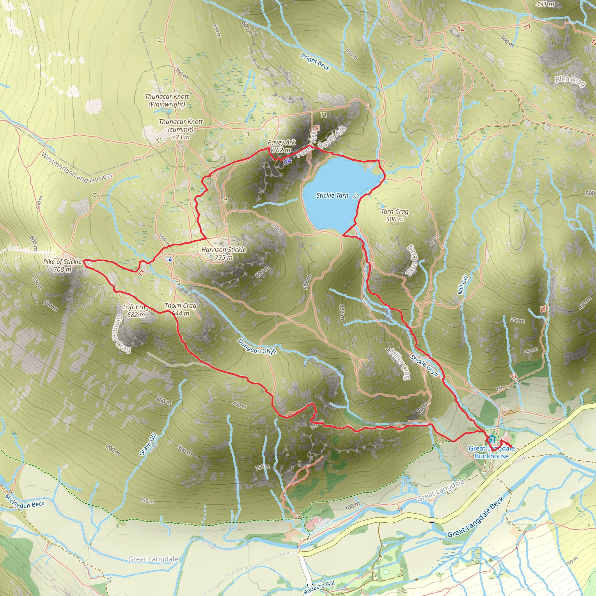 Stickle Tarn and Loft Crag Loop mobile static map