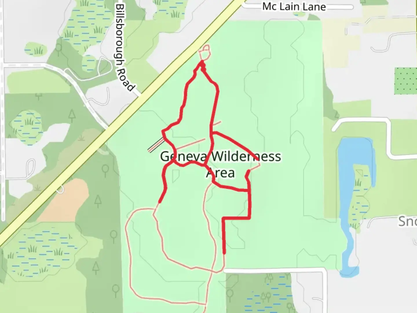 An image depicting the trail Geneva Wilderness Area Loop Walk and its surrounding area.