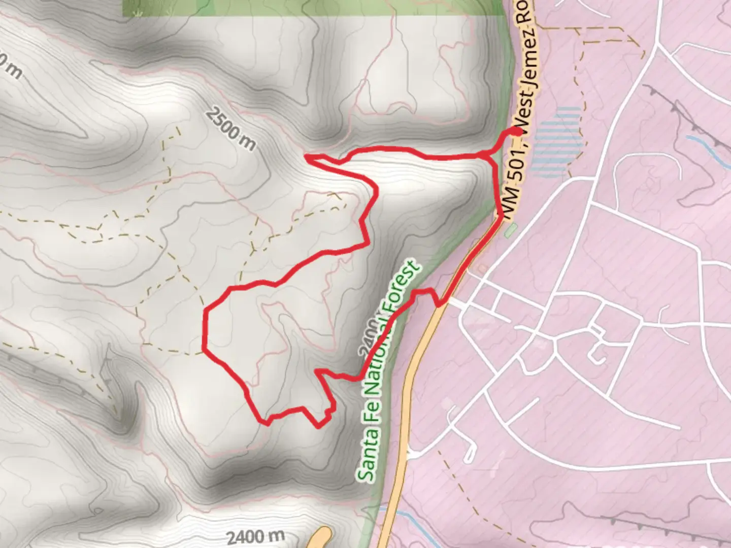 An image depicting the trail Perimeter Traverse and American Springs Loop and its surrounding area.