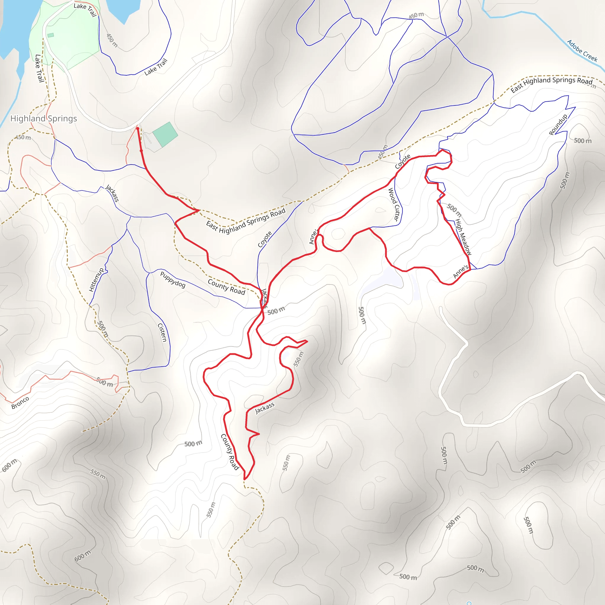 East Highland Springs Road and Coyote Loop mobile static map
