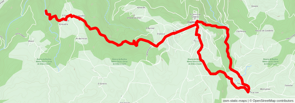 Sendeiro Os Bosques Màxicos de Castro Caldelas PR G 213 stage 2 Map