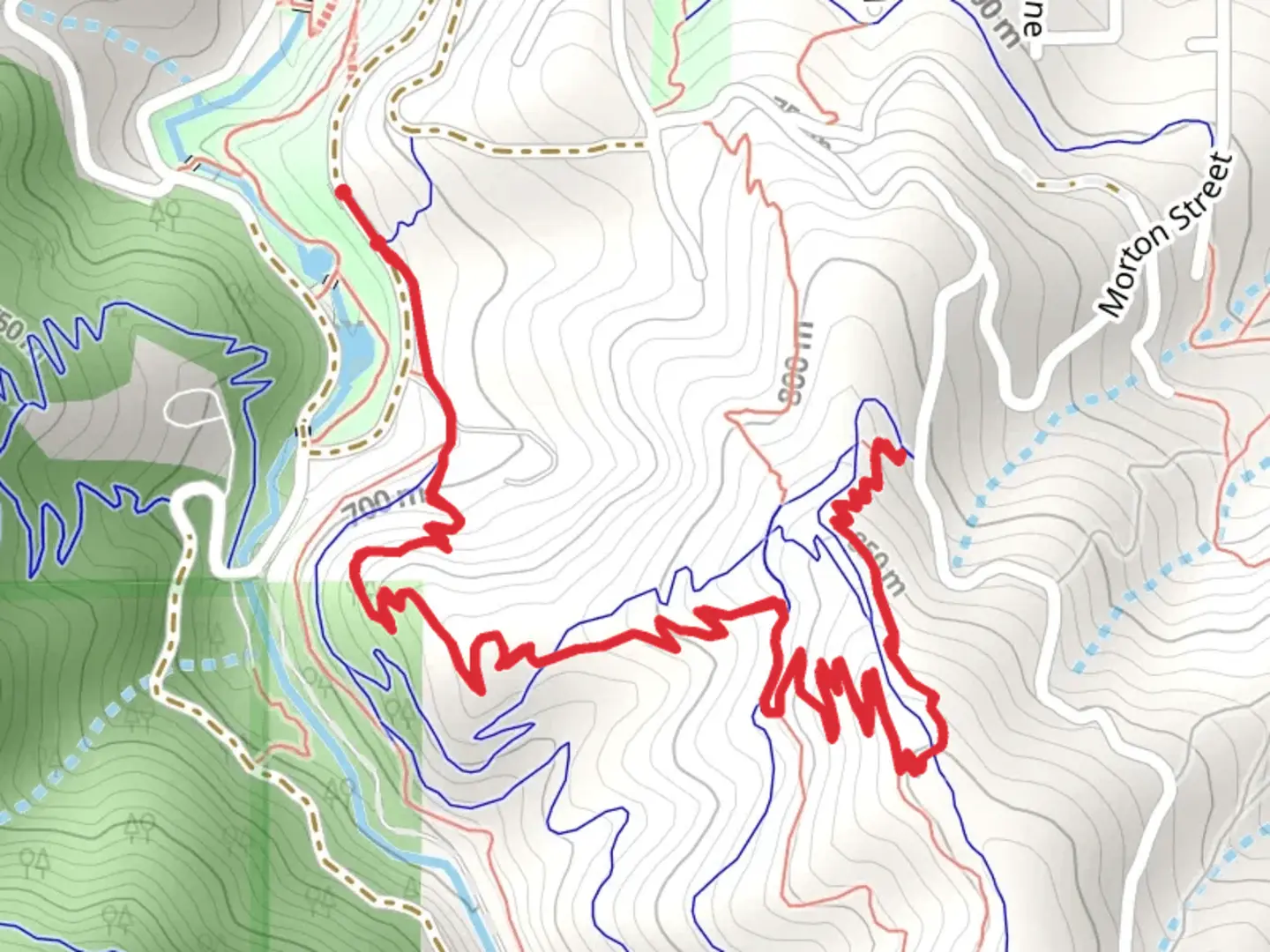 An image depicting the trail Waterline and Bandersnatch Trail and its surrounding area.