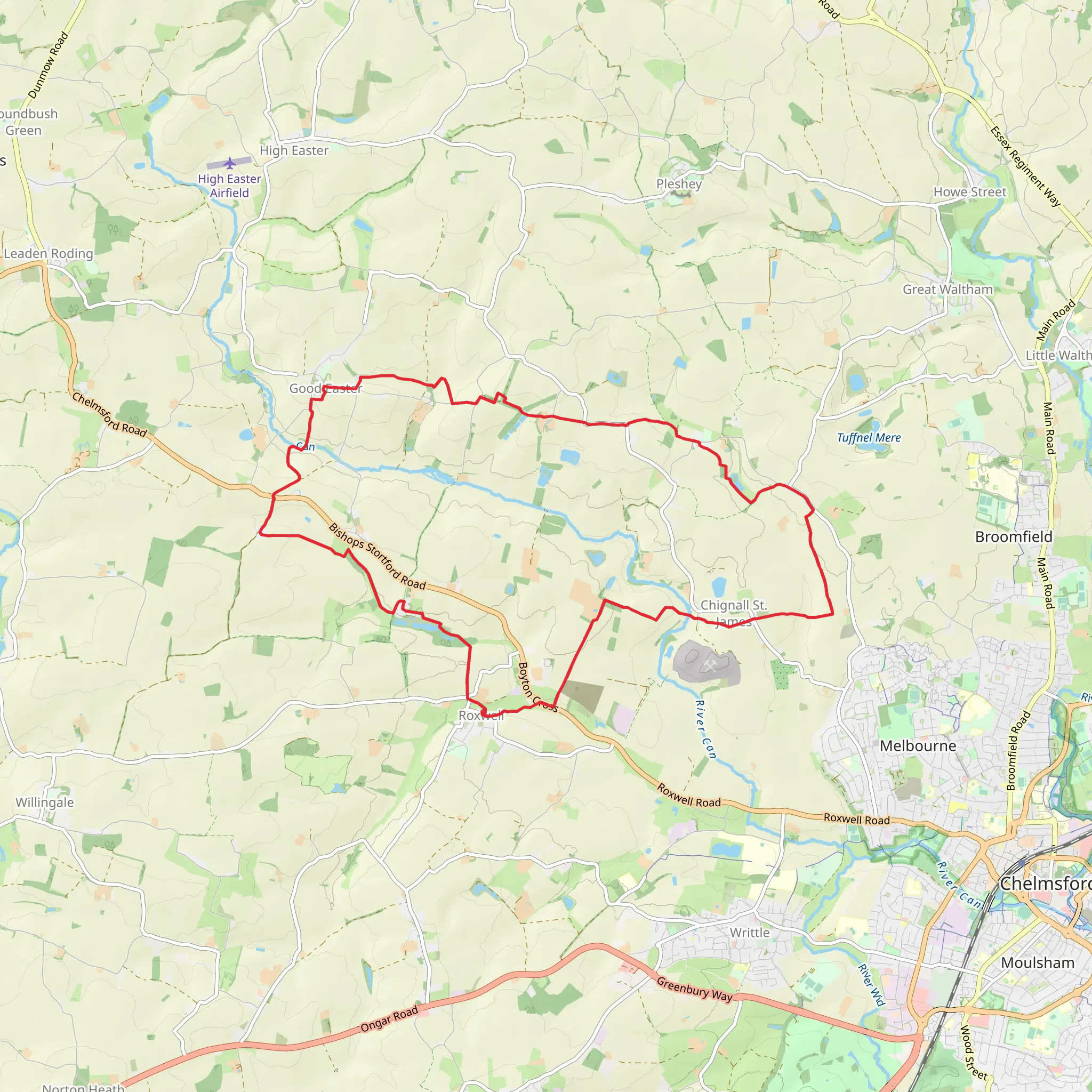 Winchmore Hill, Horse Bridge and Newland Osiers Loop mobile static map