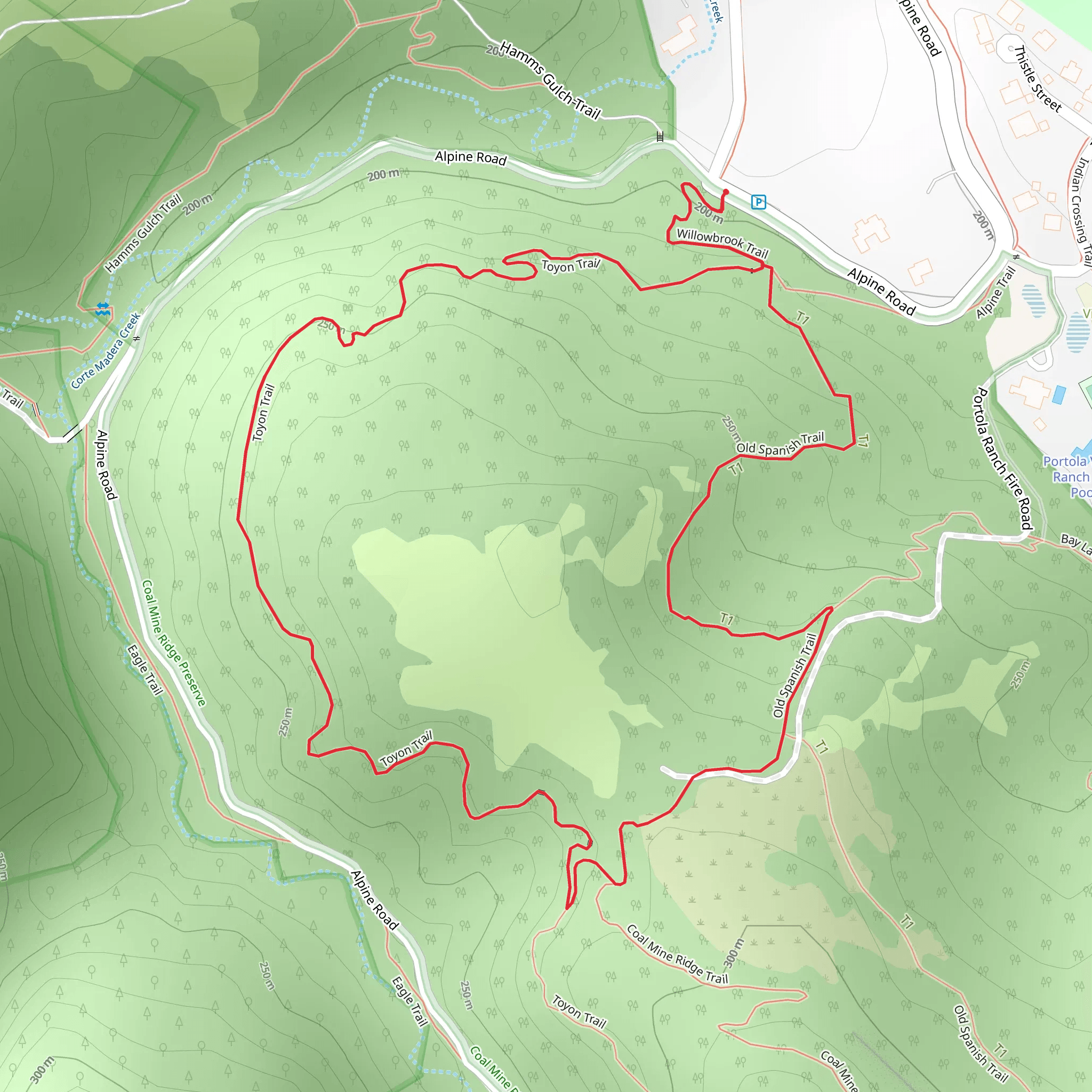Toyon Loop Trail mobile static map