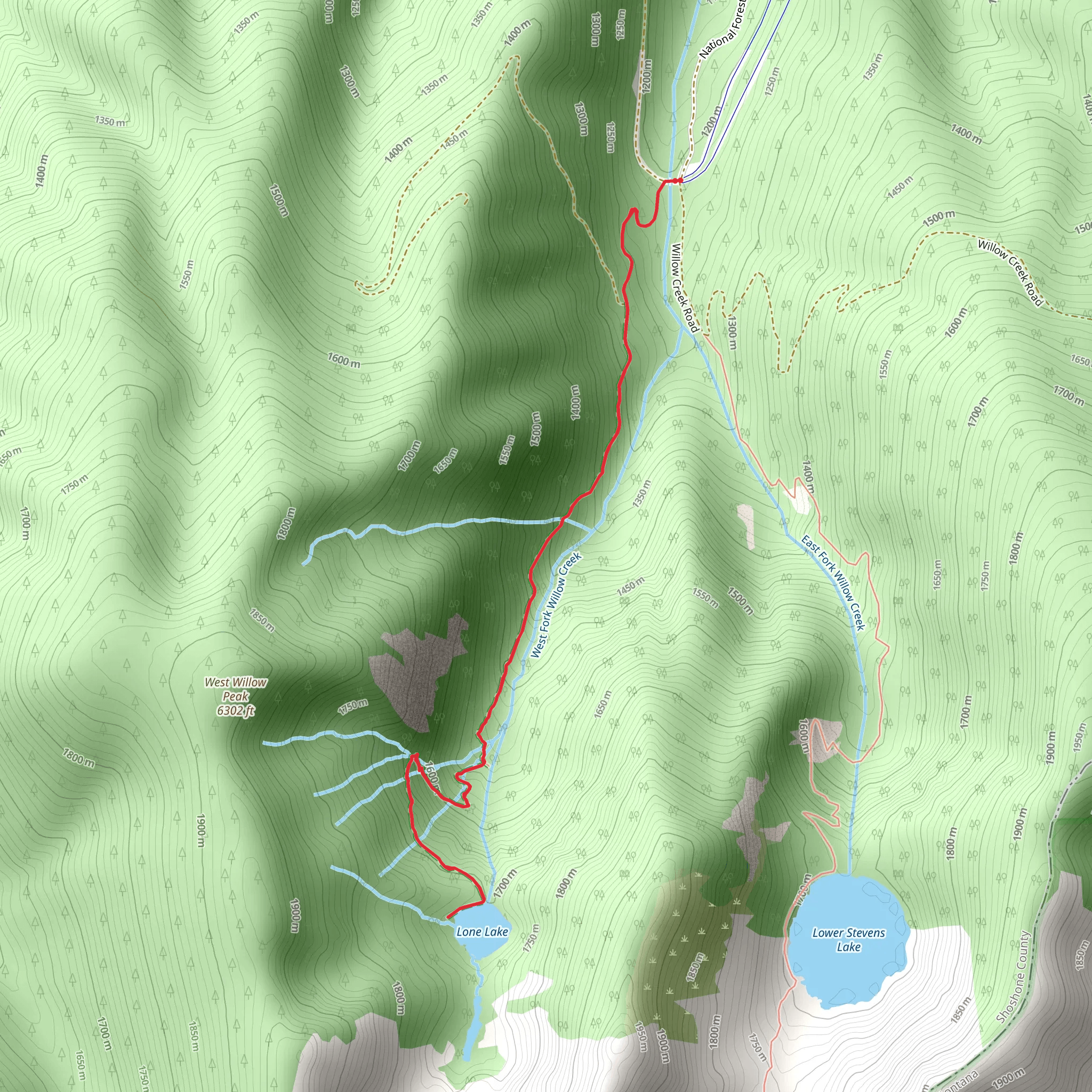 Lone Lake Trail mobile static map