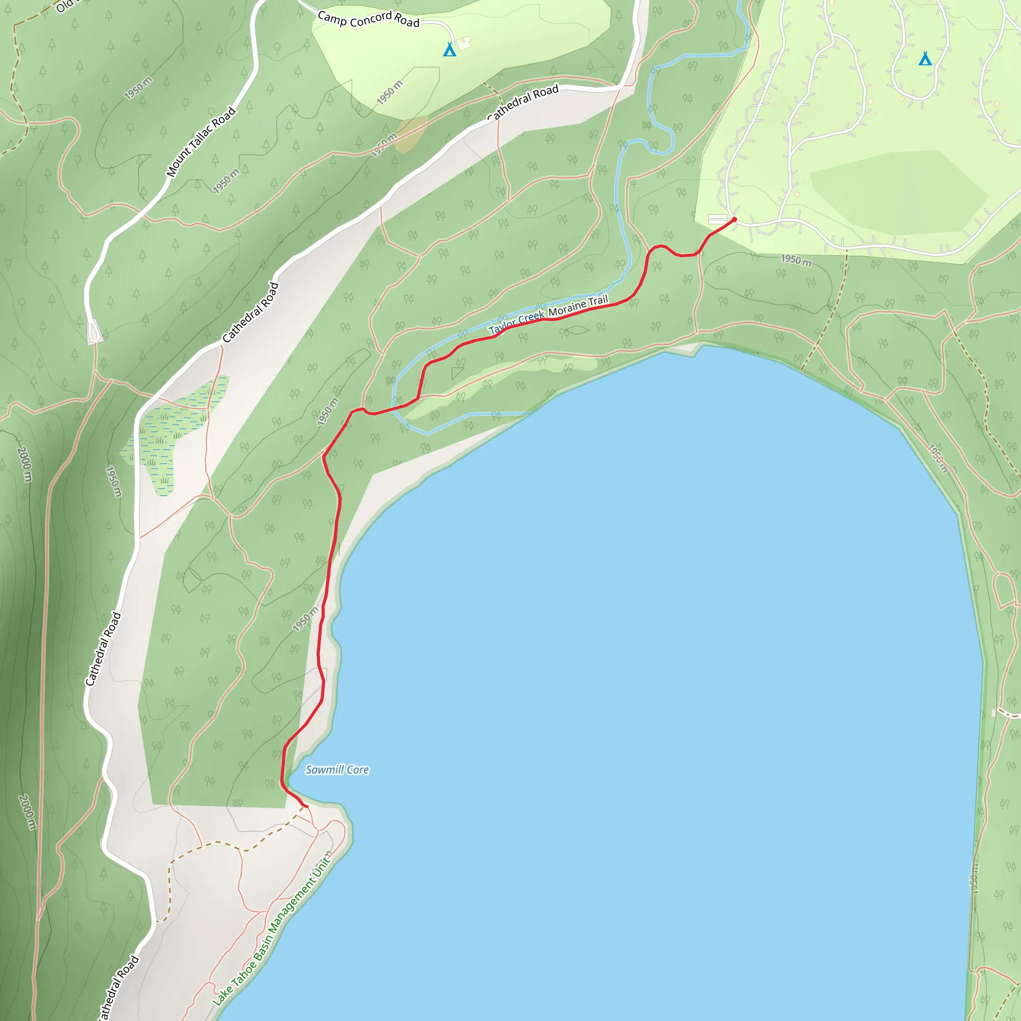 Moraine Trail to Sawmill Core mobile static map