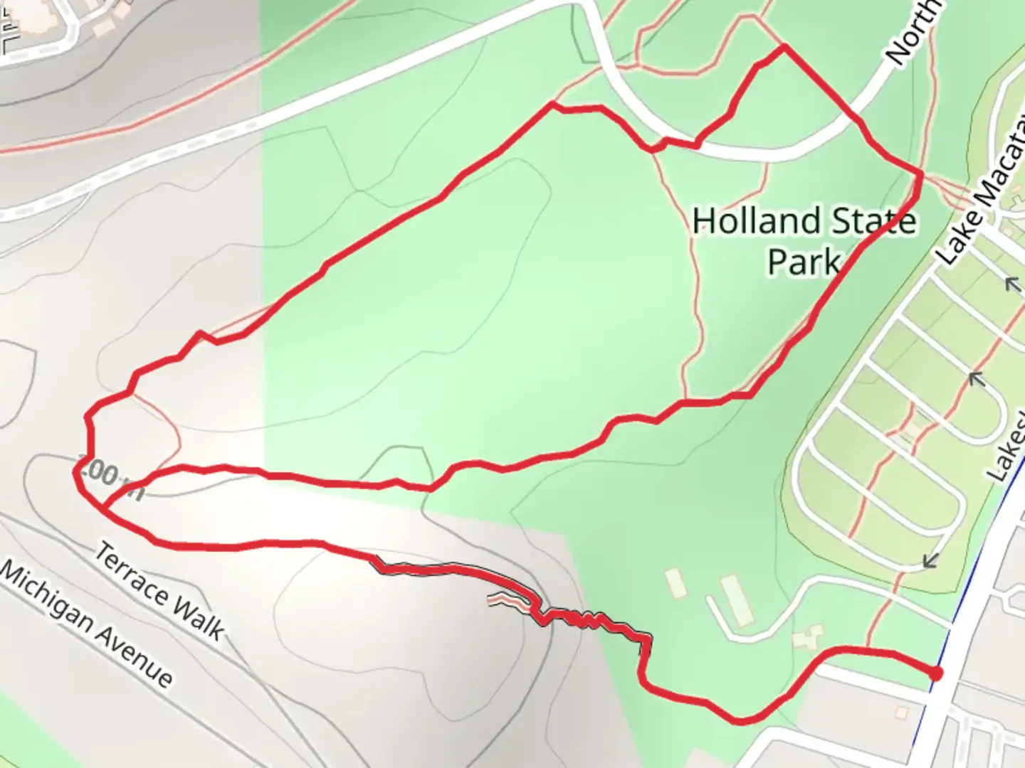 An image depicting the trail Holland State Park Loop and its surrounding area.