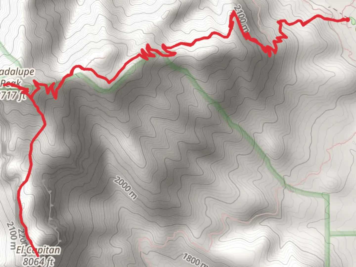 An image depicting the trail El Capitan and Guadalupe Peak Trail and its surrounding area.