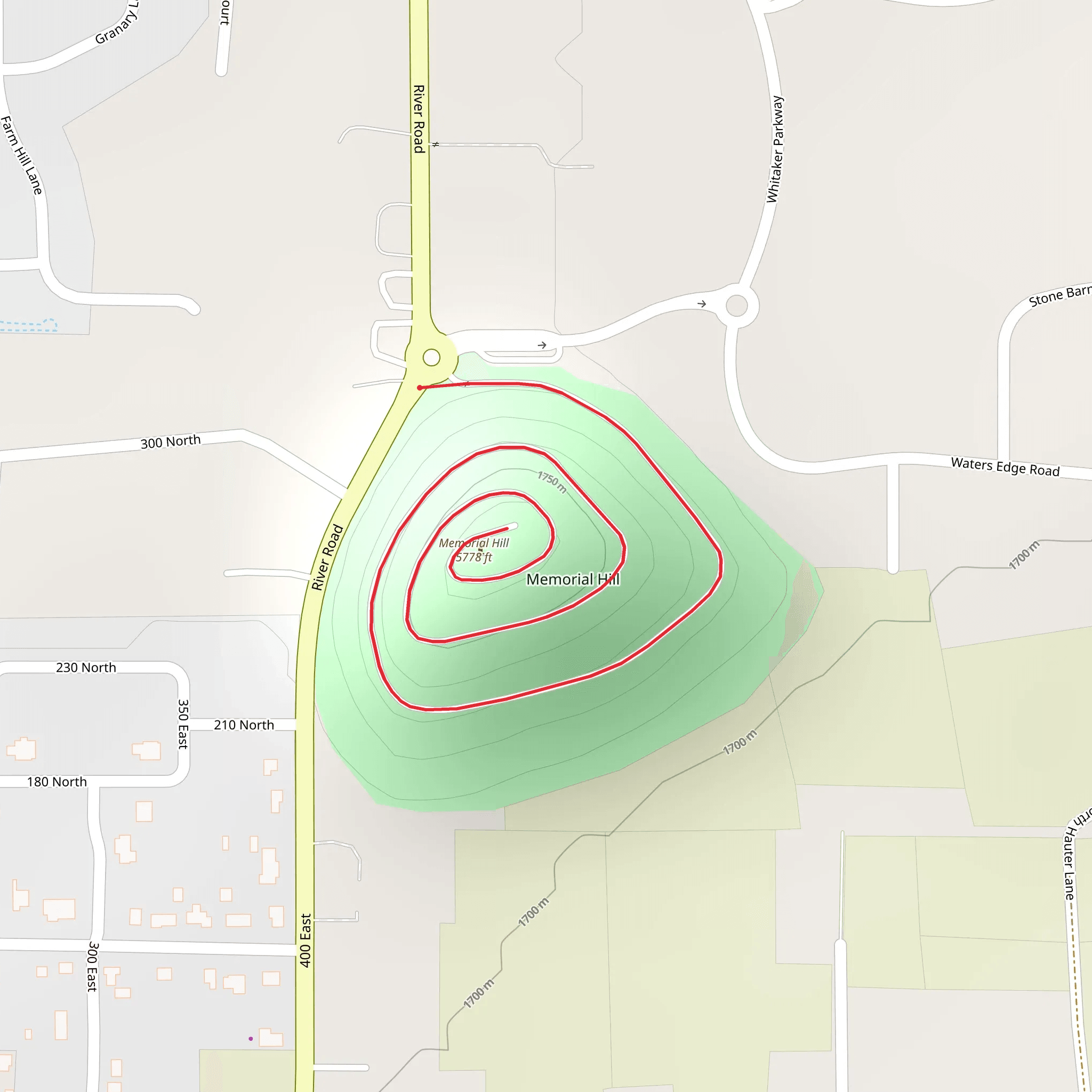 Memorial Hill Out and Back mobile static map