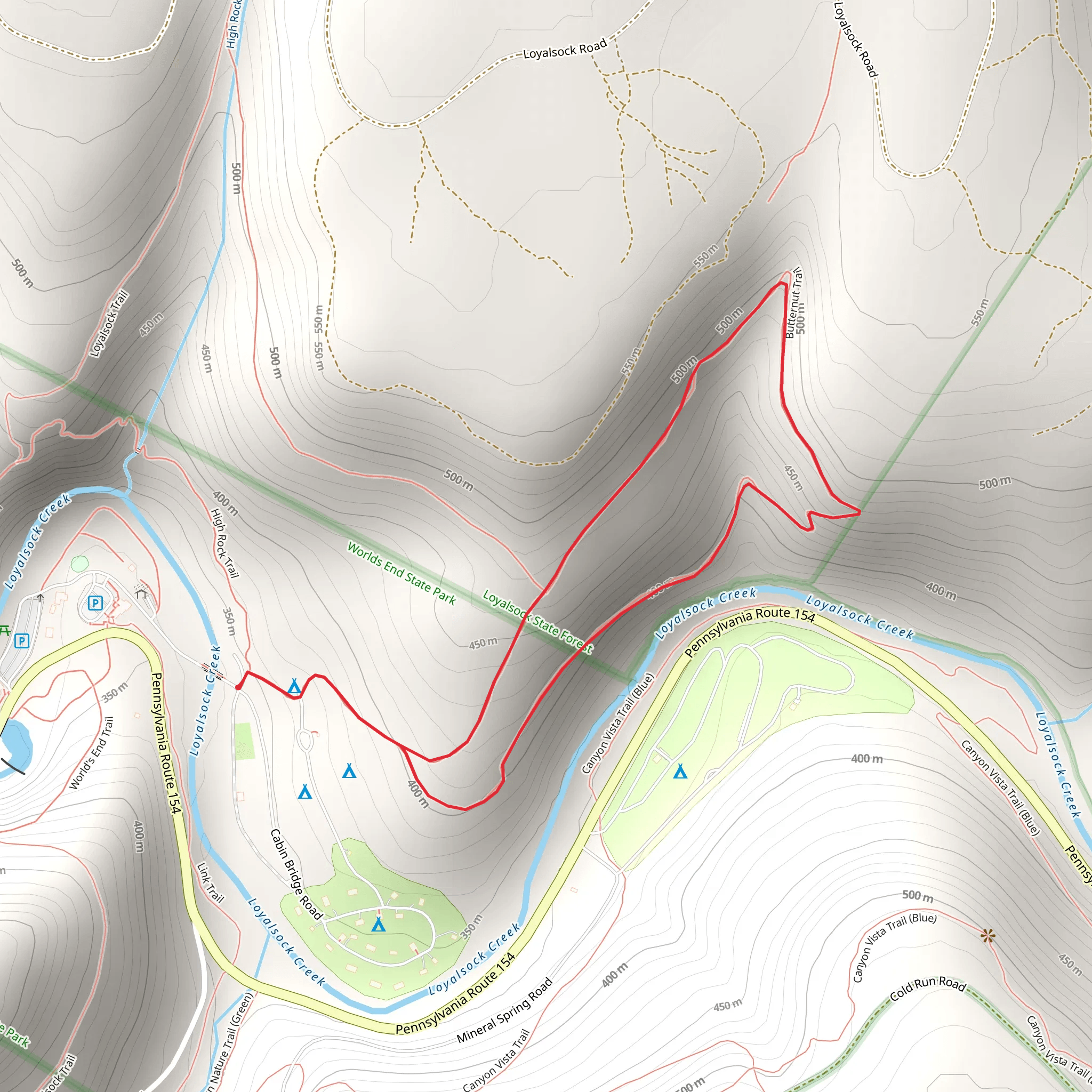 Worlds End State Park Loop mobile static map