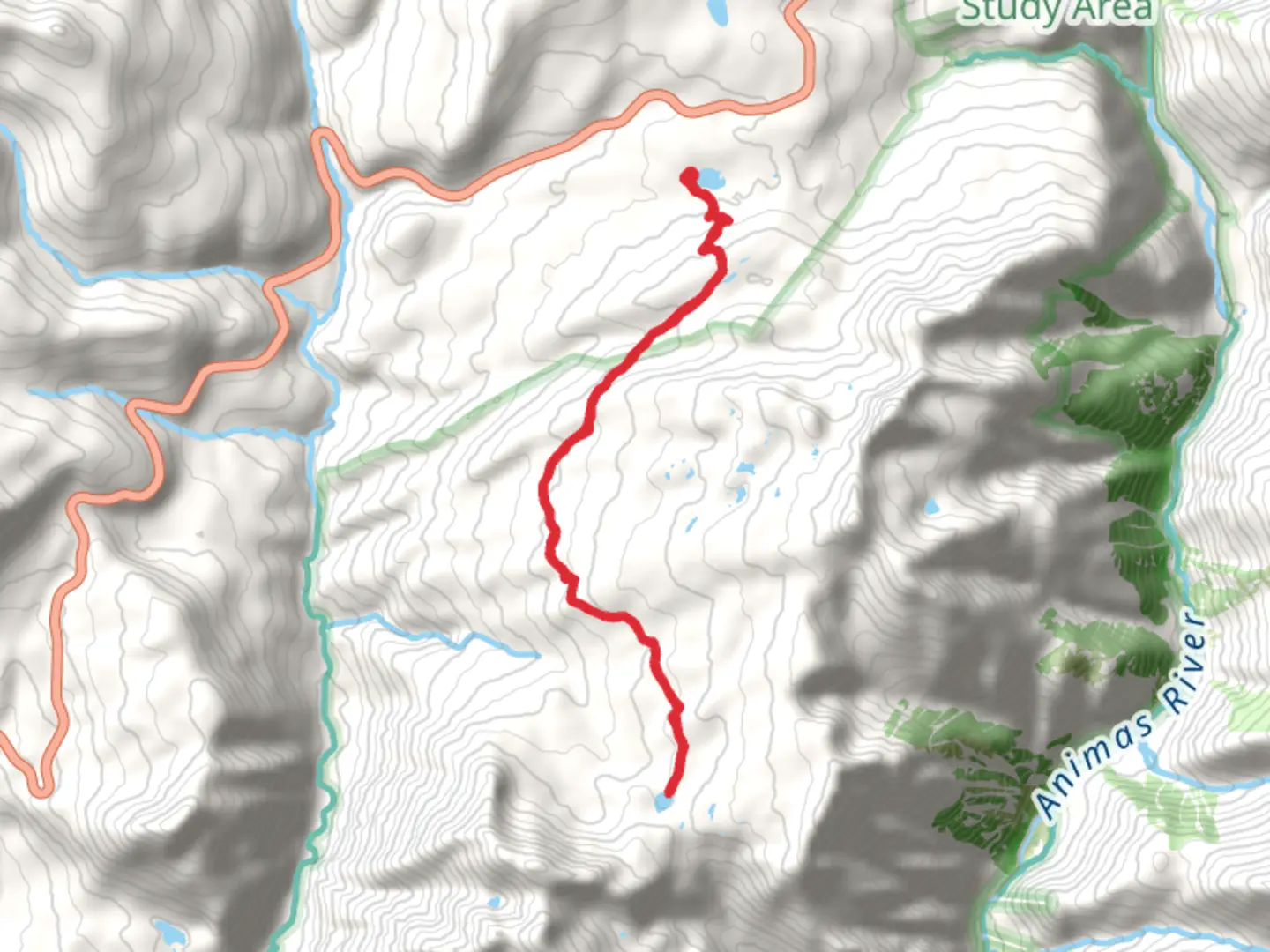 An image depicting the trail Crater Lake Trail via Andrews Lake and its surrounding area.