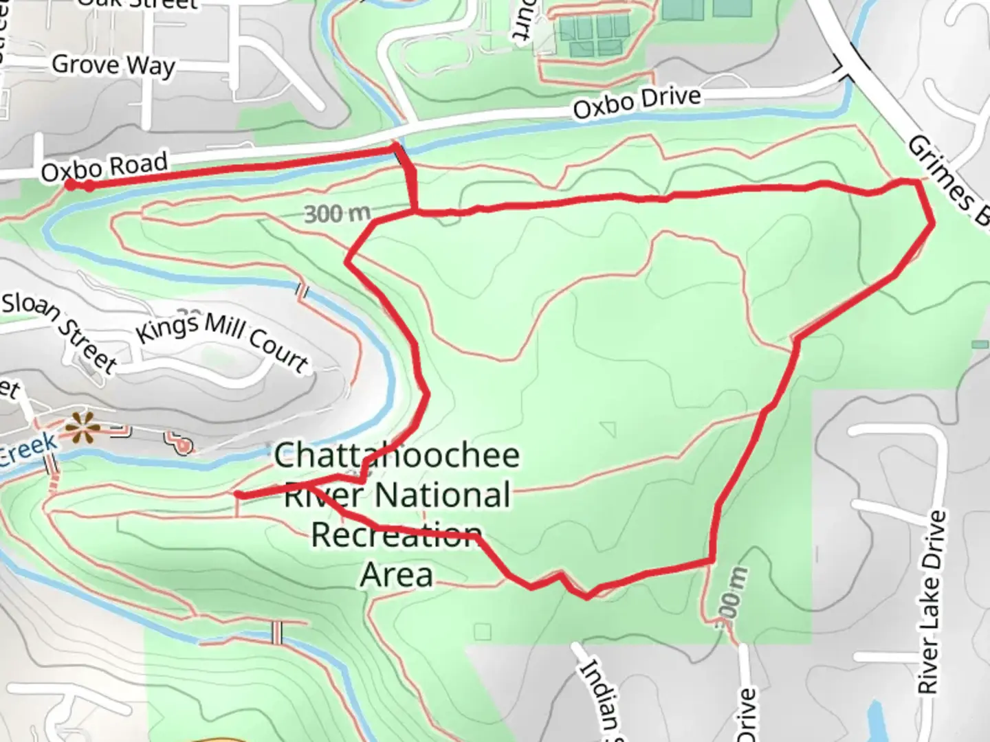 An image depicting the trail Oxbo and Victory Creek Loop Trail and its surrounding area.