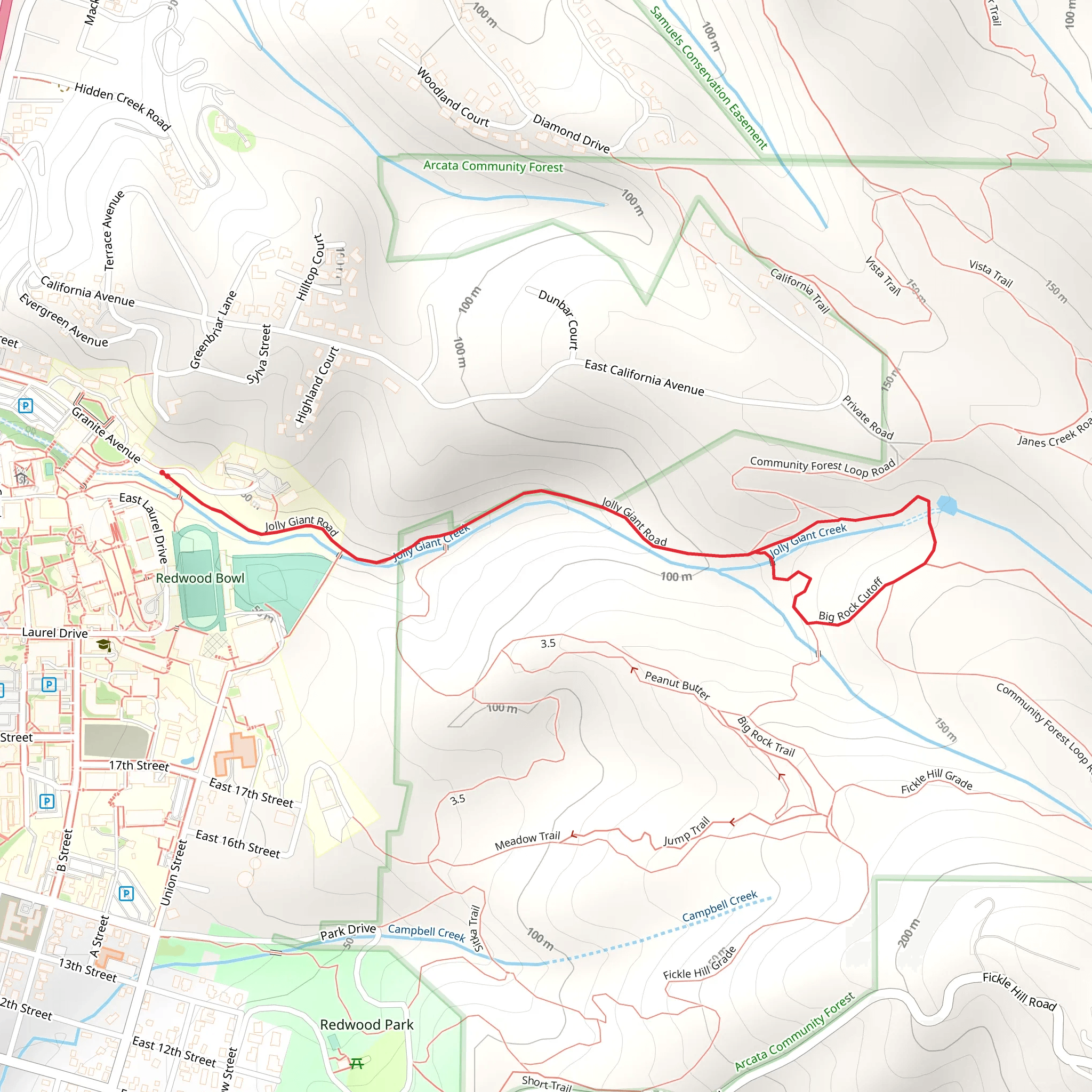 Jolly Giant Road and Big Rock Cutoff Loop mobile static map