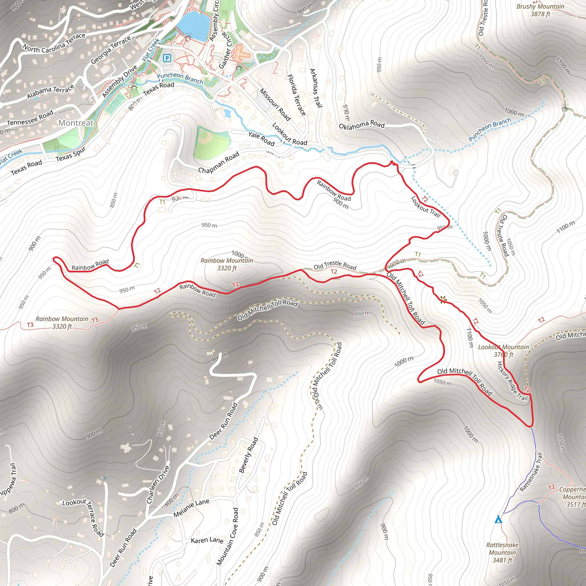 Rainbow Gap and Lookout Mountain Loop mobile static map