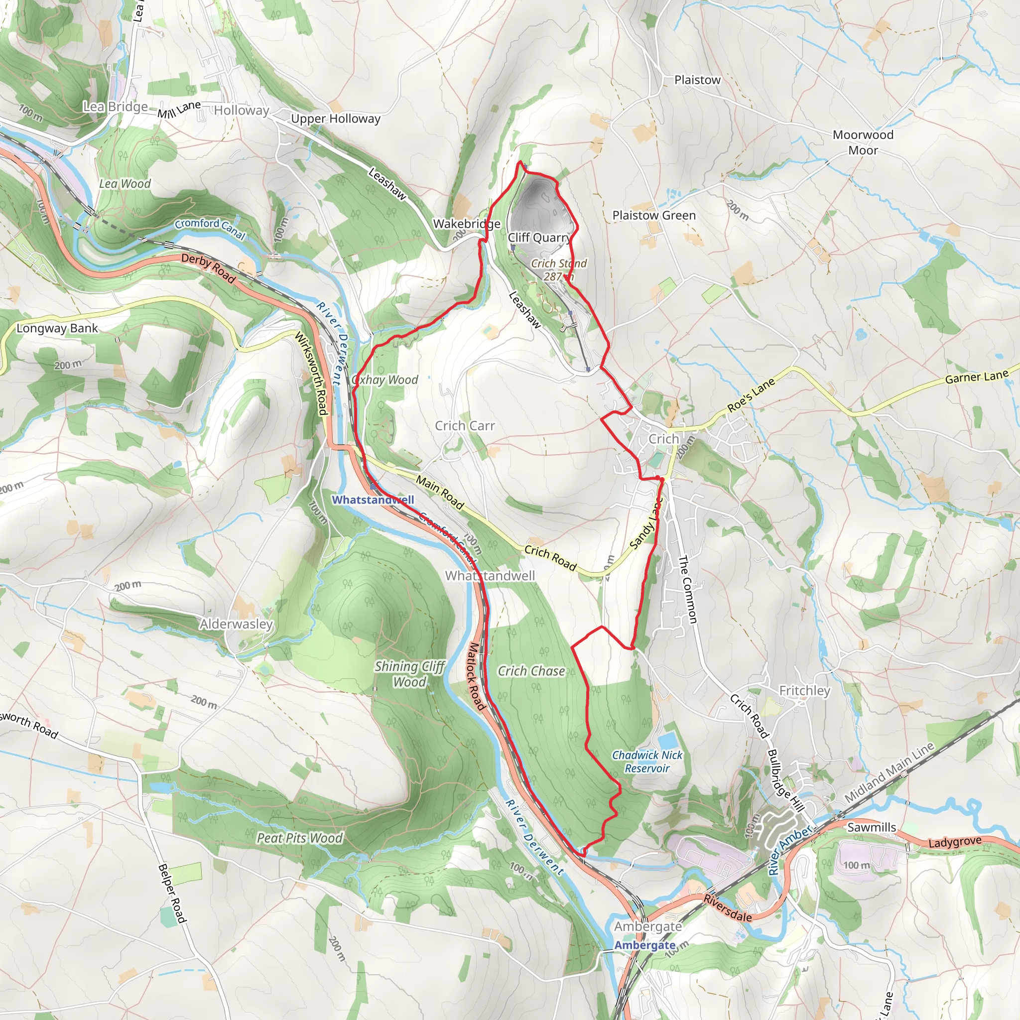 Crich, Whatstandwell and Wakebridge Loop mobile static map