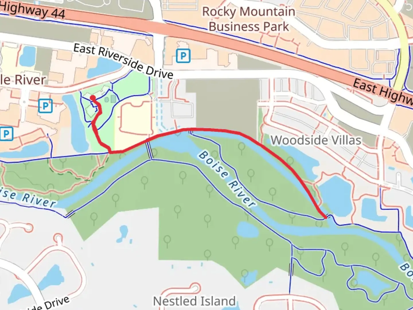 An image depicting the trail Boise River Walk and its surrounding area.