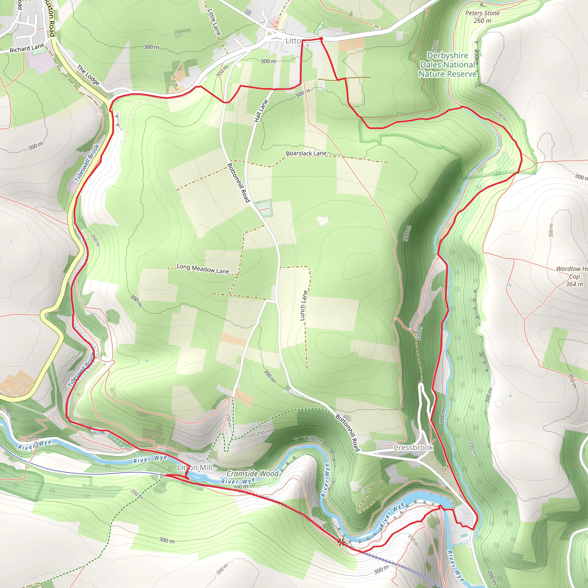 Litton - Tansley Dale - Cressbrook Dale - Miller's Dale and Tideswell Dale mobile static map