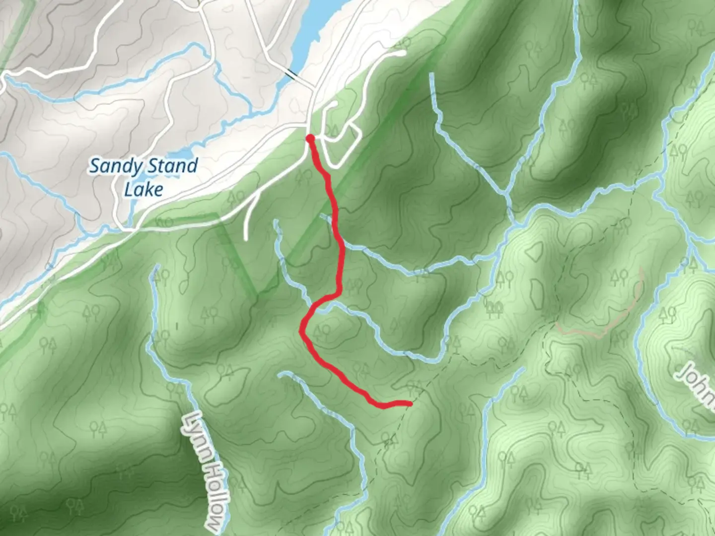 An image depicting the trail Gold Mine Gap via Gold Mine Trail and its surrounding area.