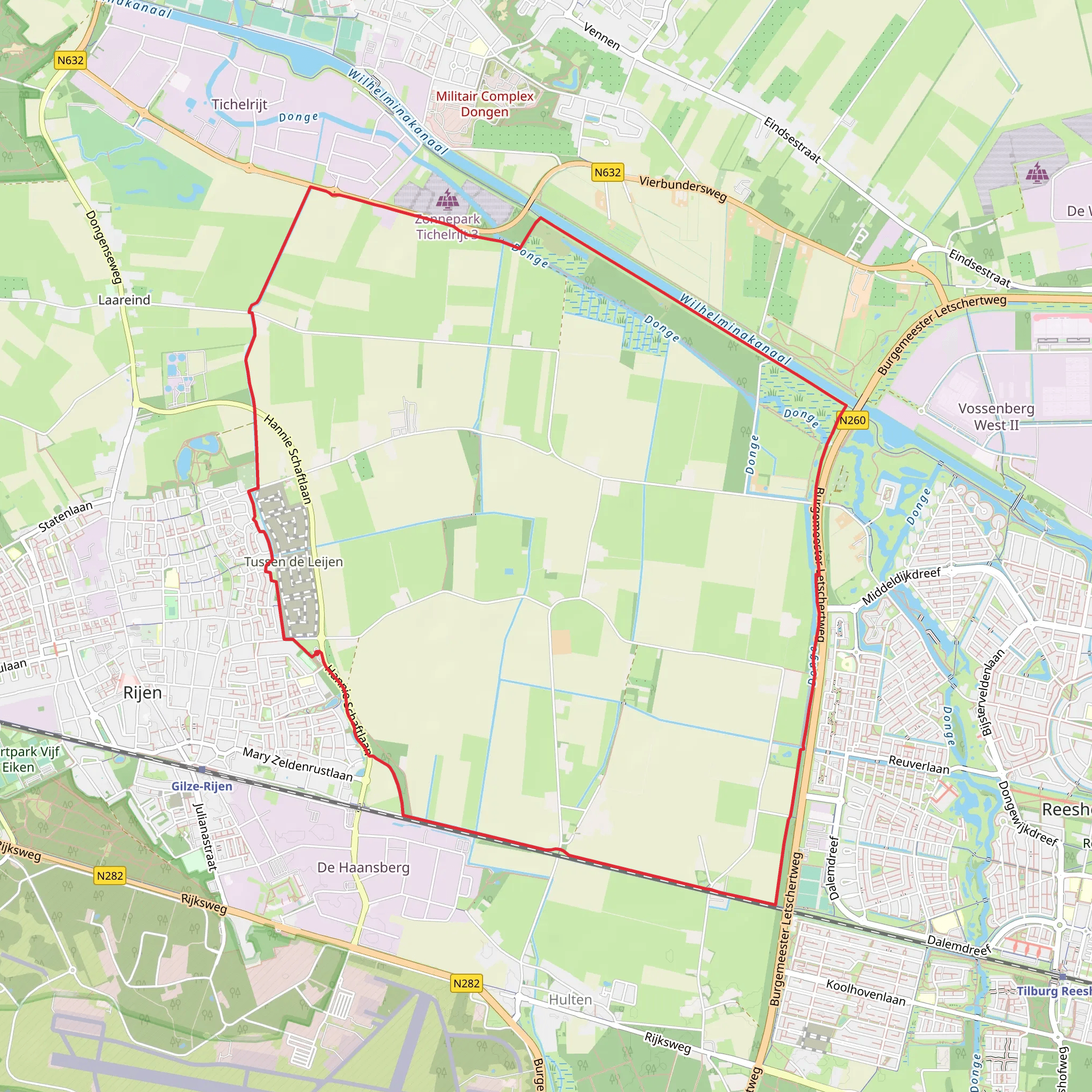 Rijen and Wilhelminakanaal via Vierbunders Weg mobile static map