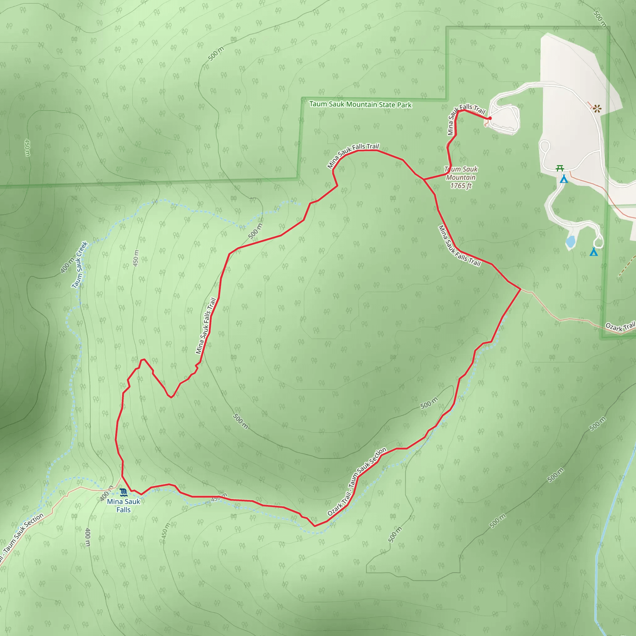Mina Sauk Falls Loop Trail mobile static map
