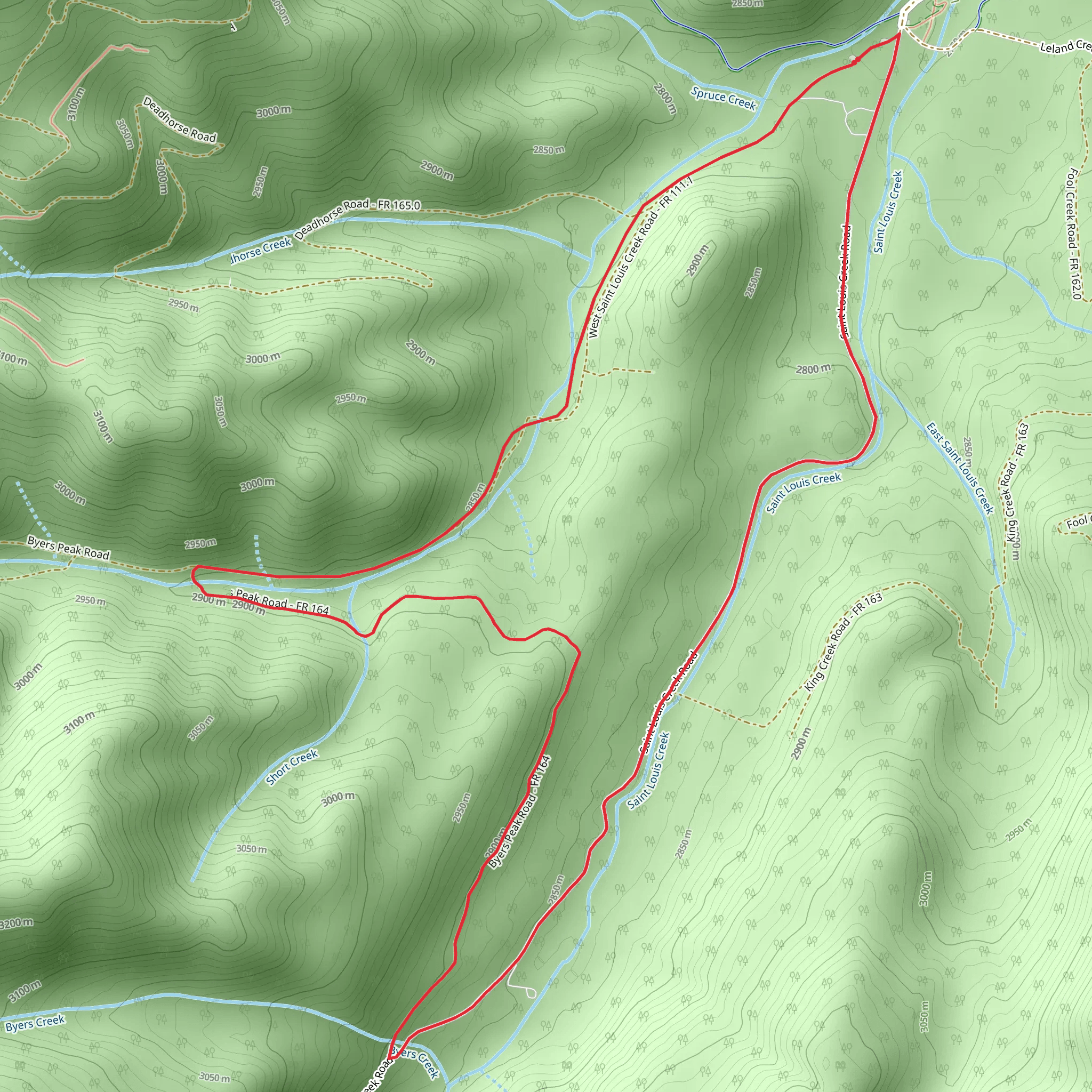West and South St Louis Creek Loop mobile static map