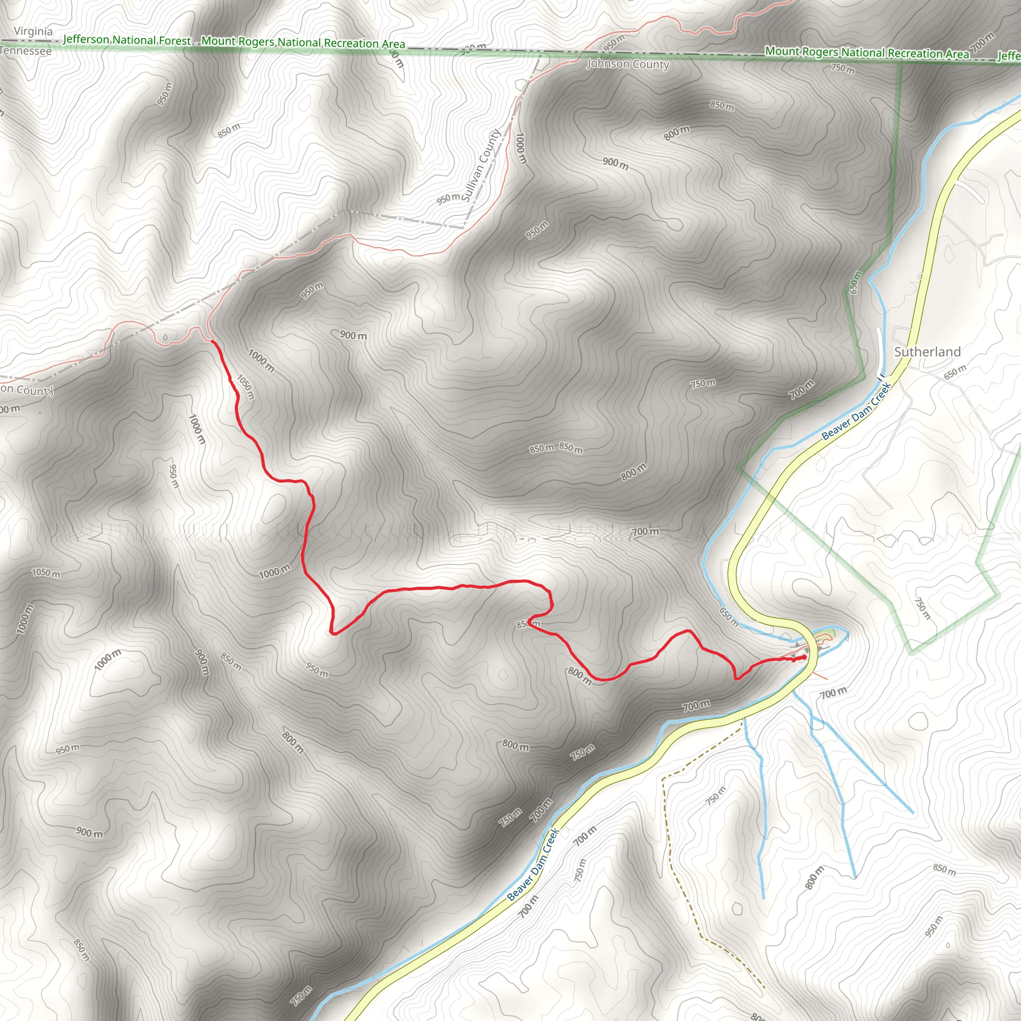 Backbone Rock Trail mobile static map